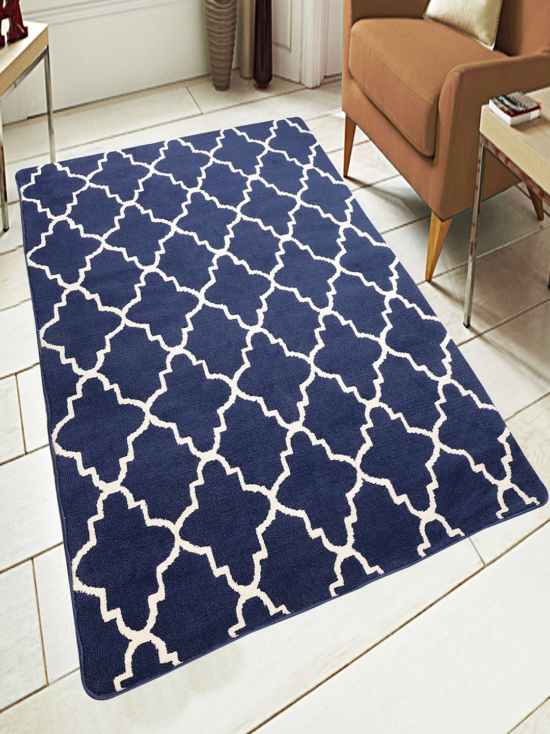 Saral Home Blue Printed Carpet Price in India