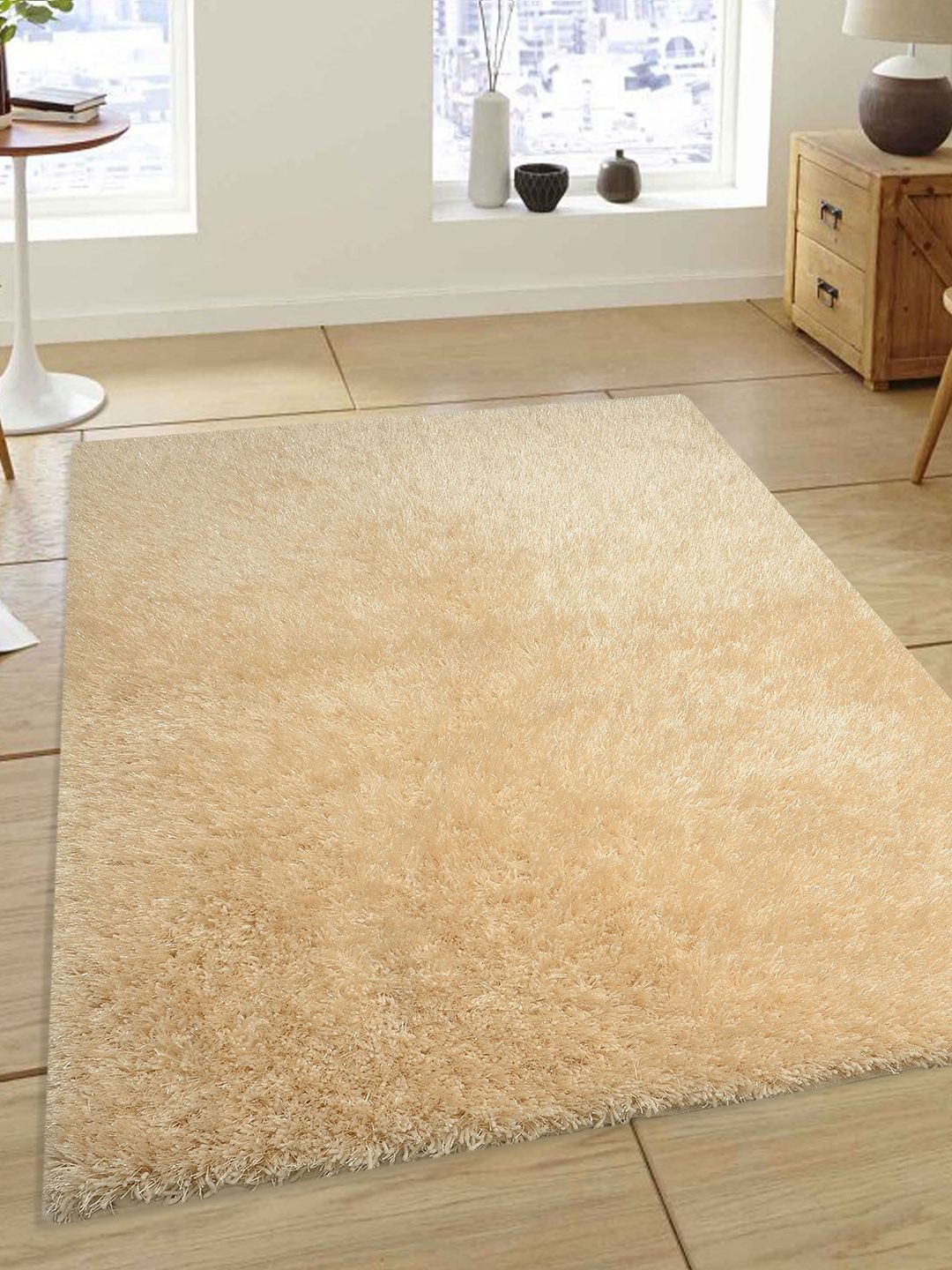Saral Home Cream-Coloured Soft Smooth Feeling Heavy Duty Saggy Carpet Price in India