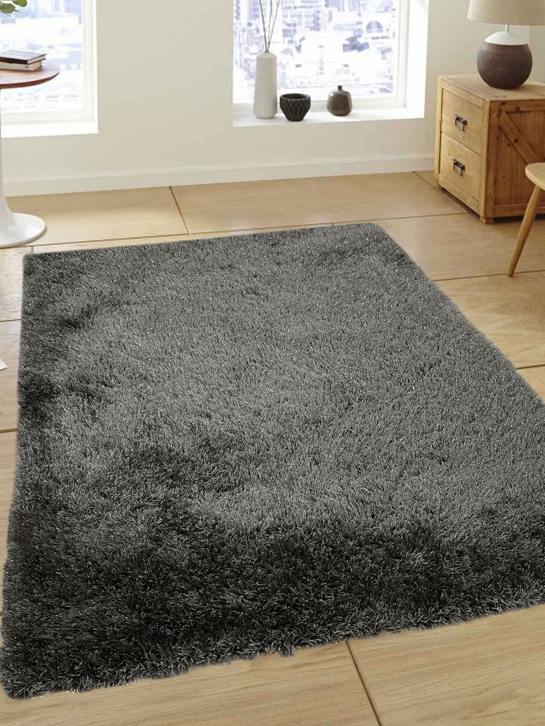 Saral Home Grey Solid Floor Carpet Price in India