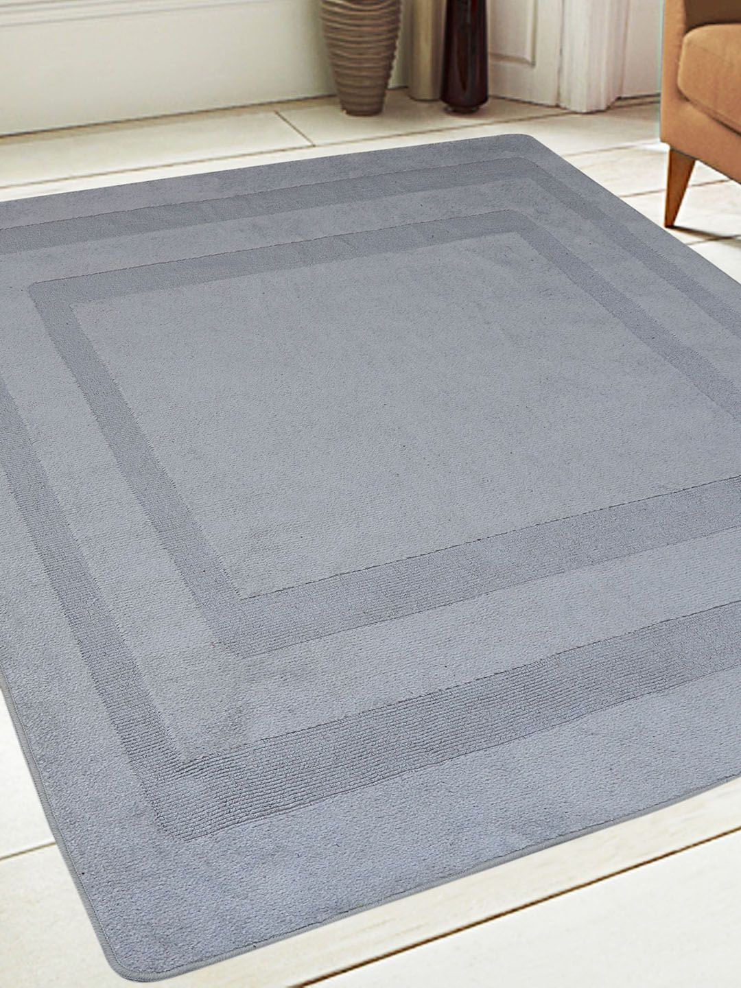 Saral Home Grey Self-Design Anti-Skid Carpet Price in India