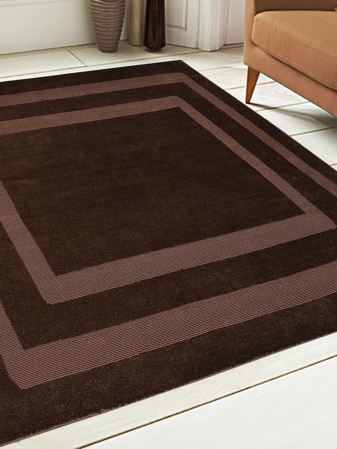 Saral Home Brown Printed Anti-Skid Carpet Price in India