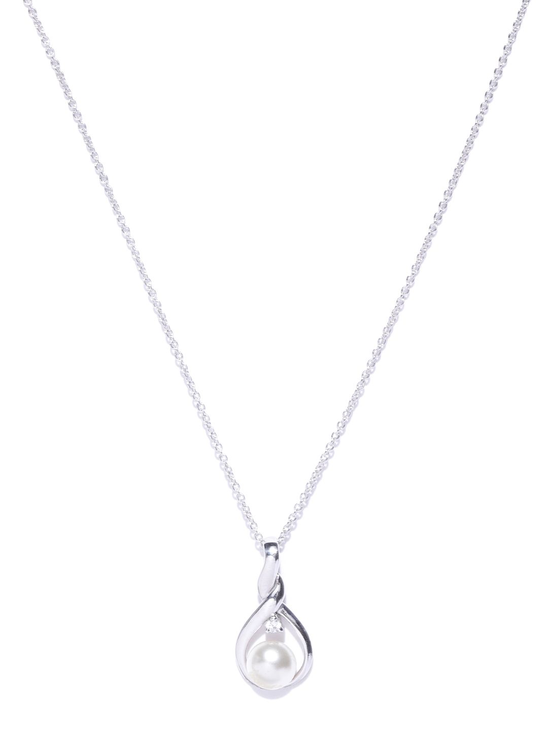 Carlton London Rhodium-Plated 925 Sterling Silver Necklace Price in India