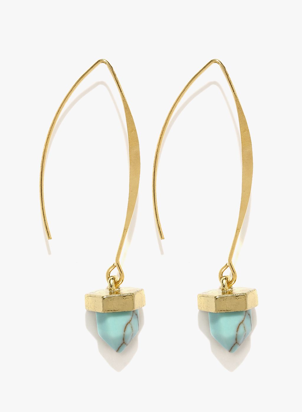 OOMPH Golden/Turquoise Blue Metal Danglers And Drop
