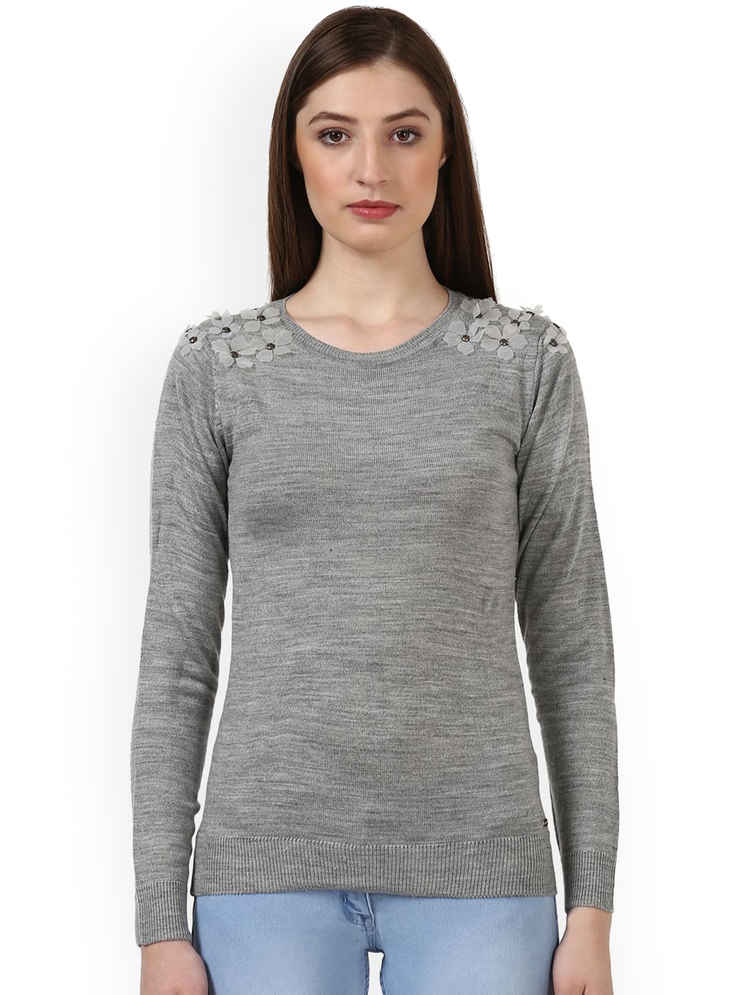 Park Avenue Women Grey Solid Pullover Price in India