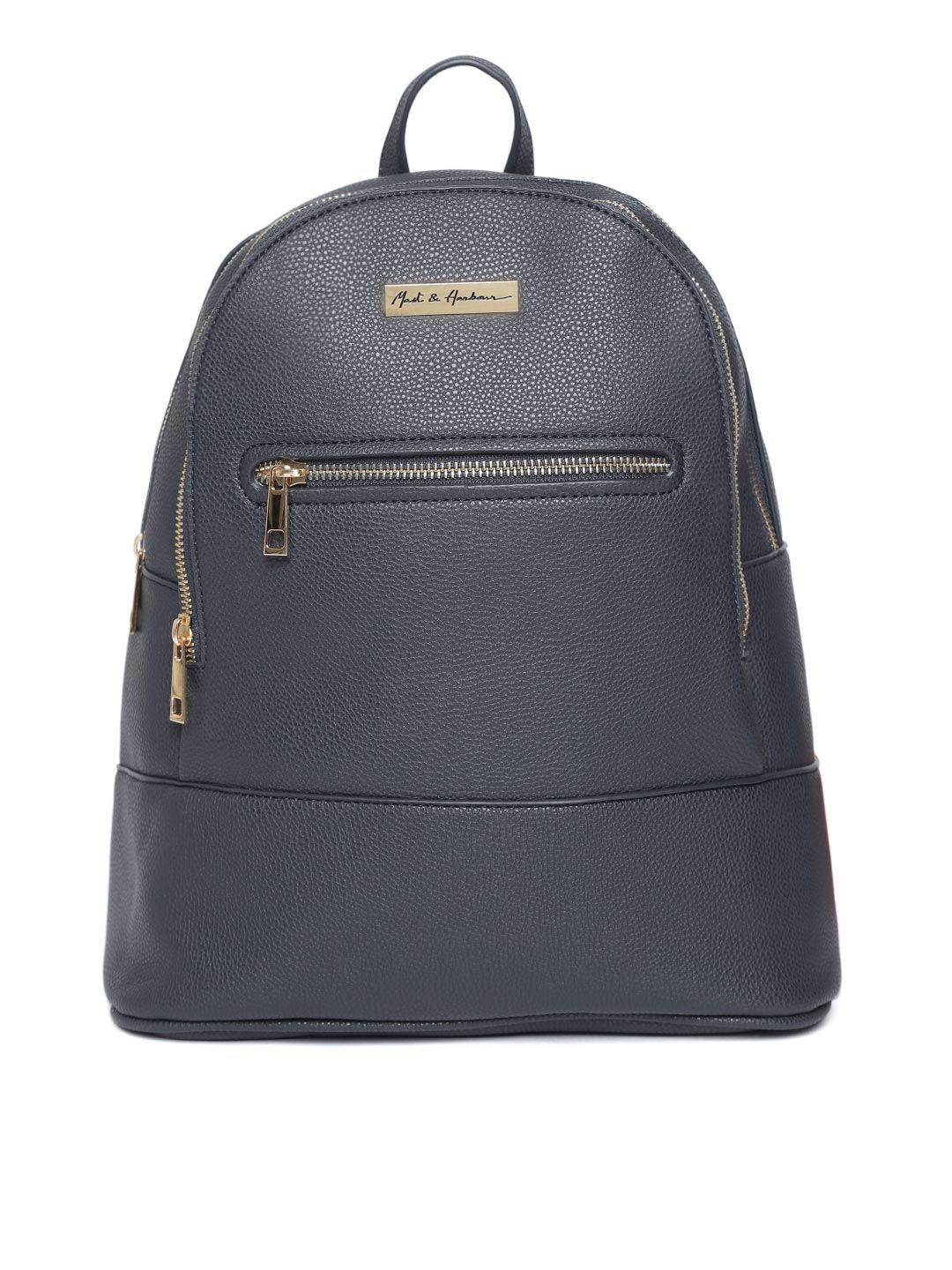 Mast & Harbour Women Navy Blue Solid Backpack Price in India