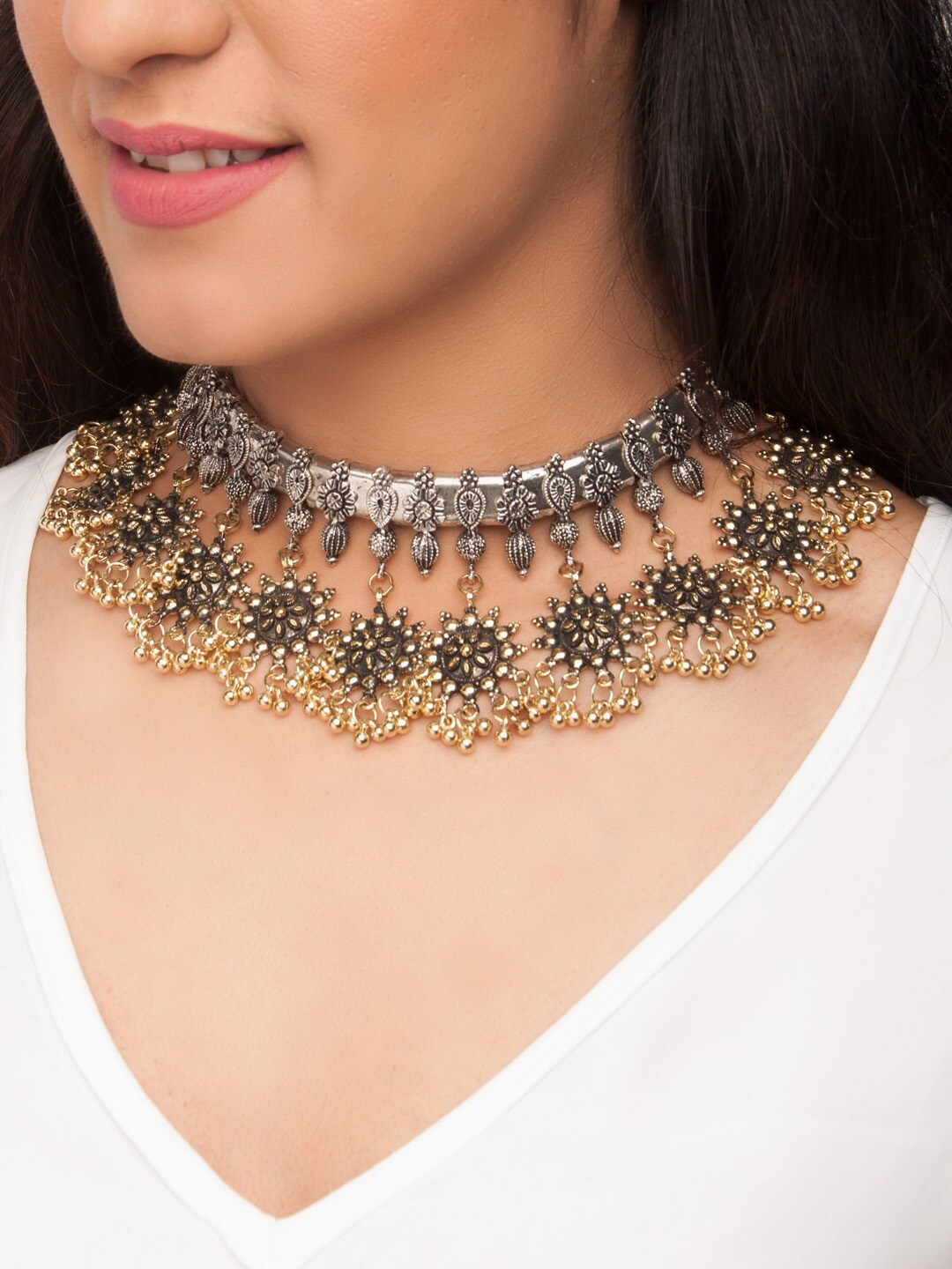 Rubans Gold-Toned Alloy Oxidised Necklace Price in India