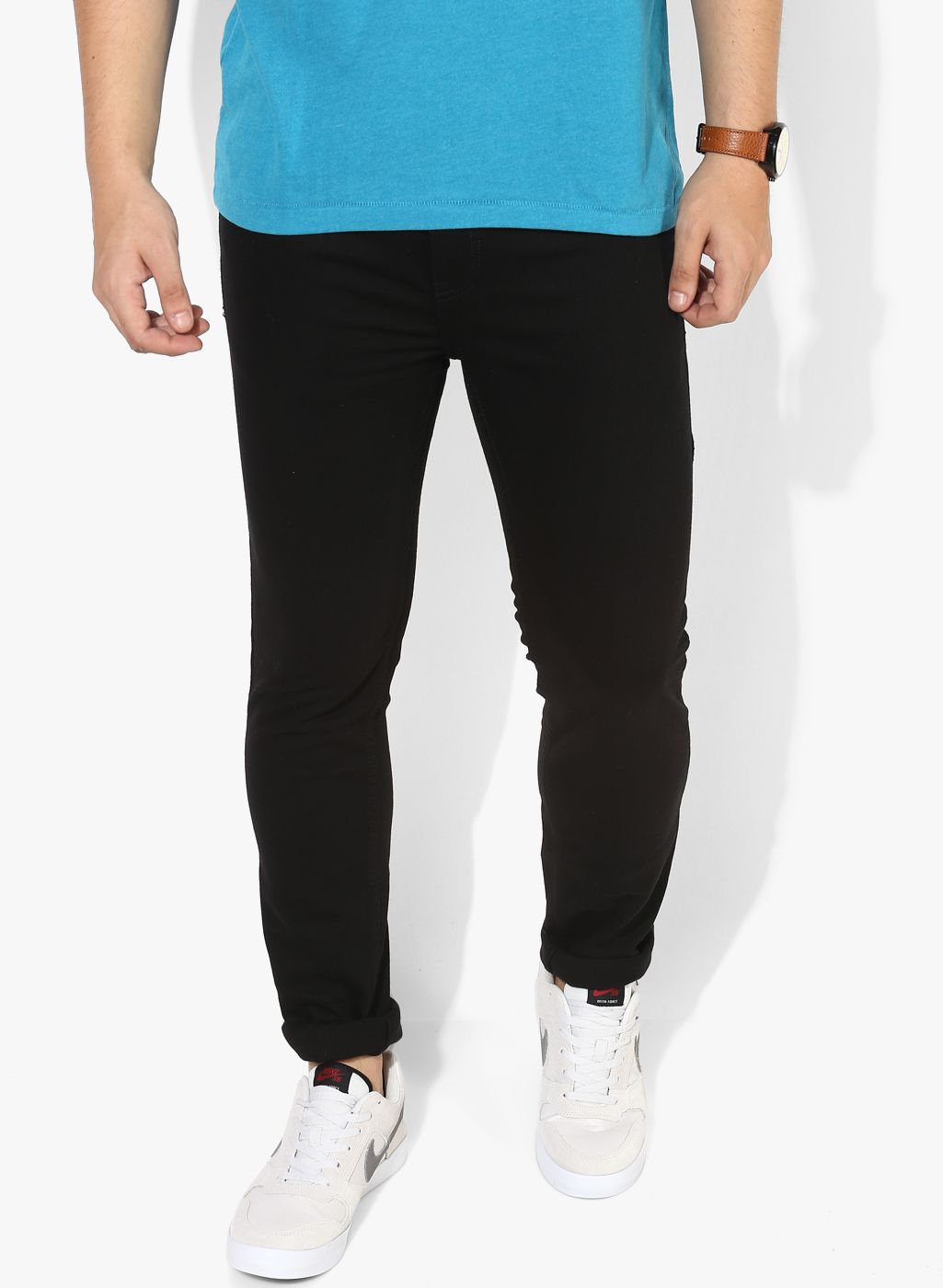 Blackberrys Black Solid Low Rise Slim Fit Jeans