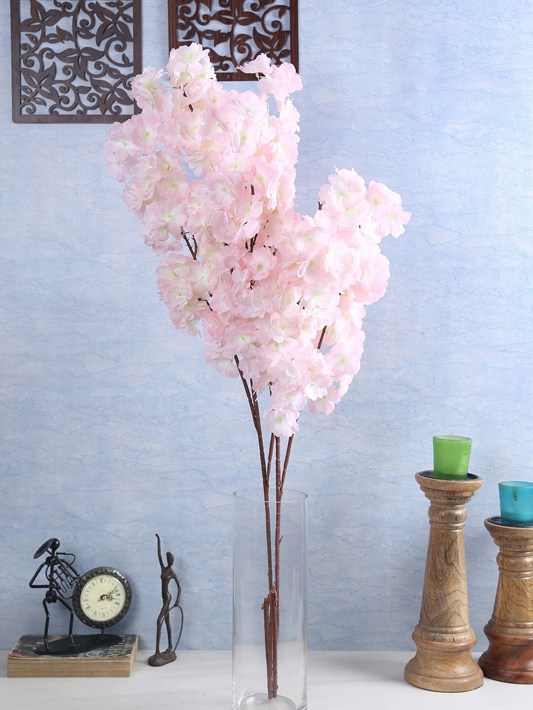 Fourwalls Set Of 2 Artificial Peach Blossom Flower Sticks Price in India