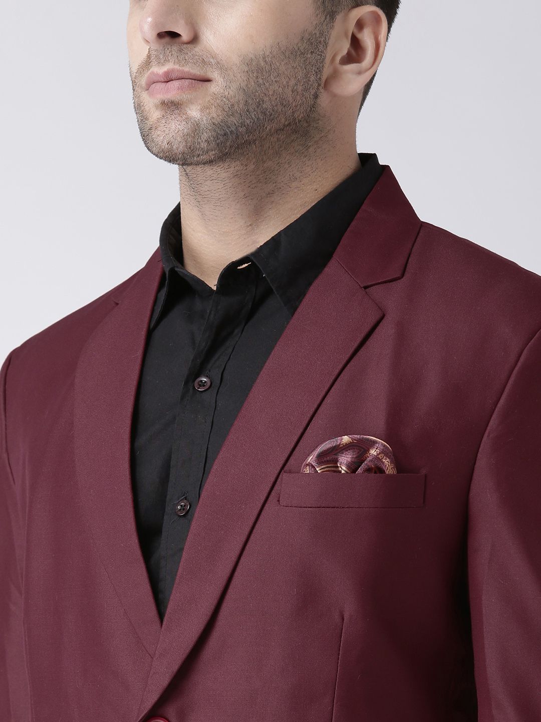 Buy Hangup Maroon Solid Single-Breasted Blazer - Blazers for Men