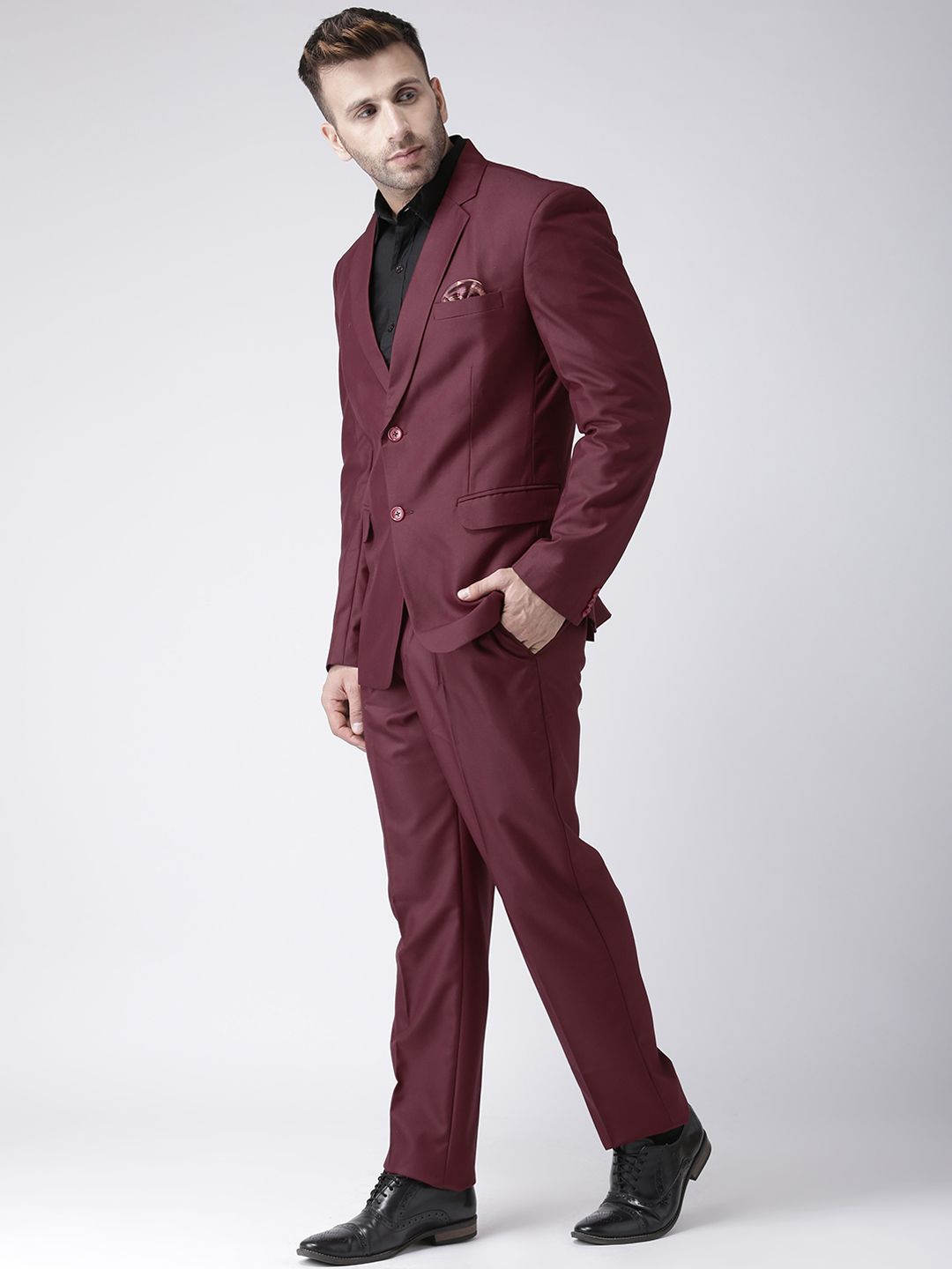 Buy Hangup Maroon Solid Single-Breasted Blazer - Blazers for Men
