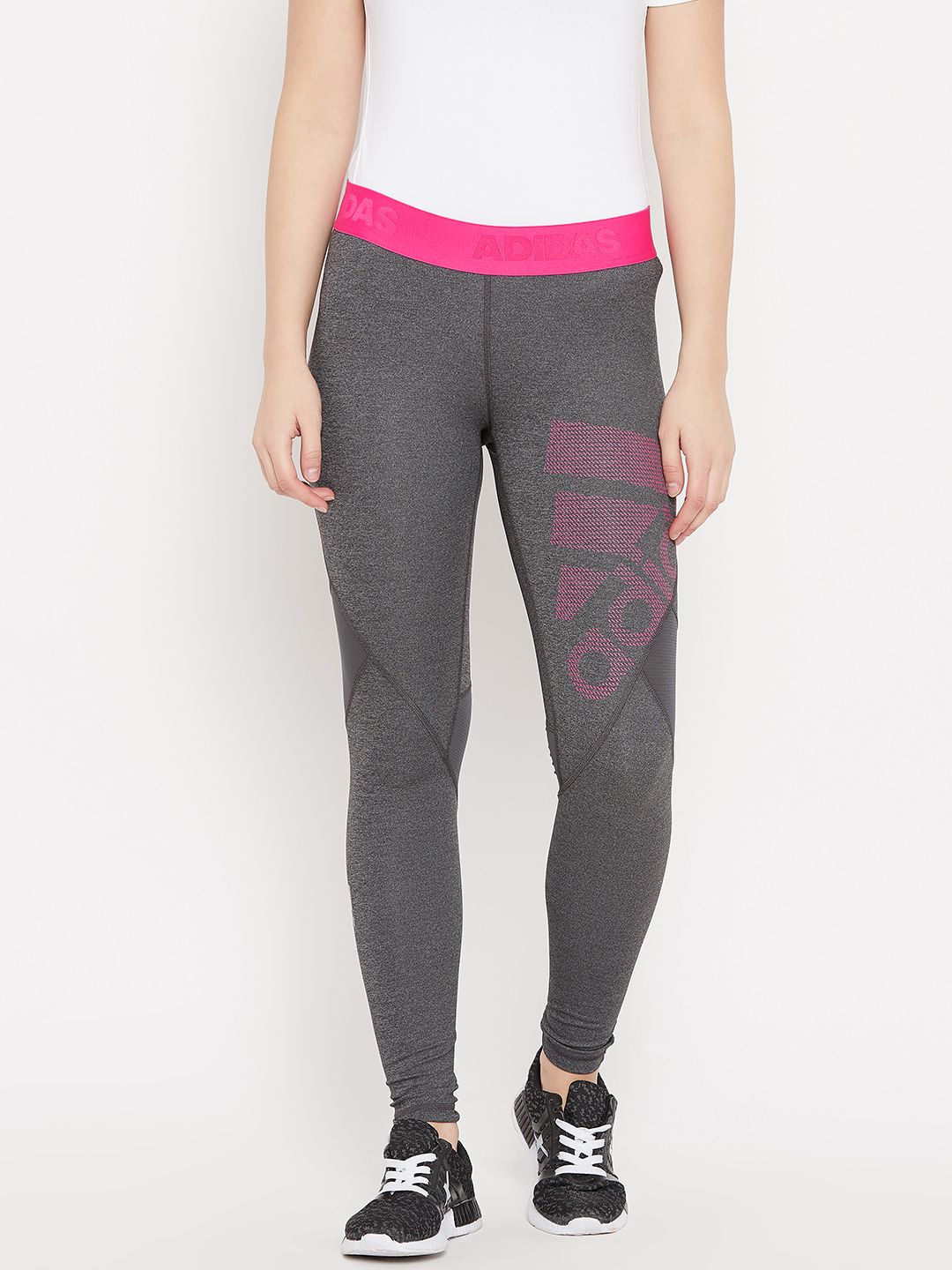 ADIDAS Women Grey Melange Alphaskin Sport Long Training Tights Price in India