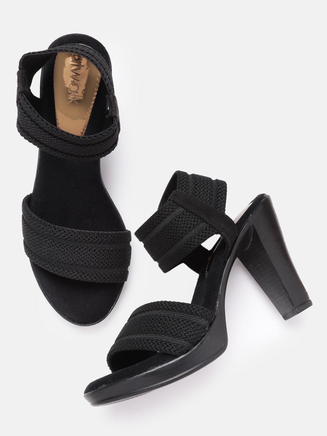 Catwalk Women Black Woven Design Platform Heels Price in India