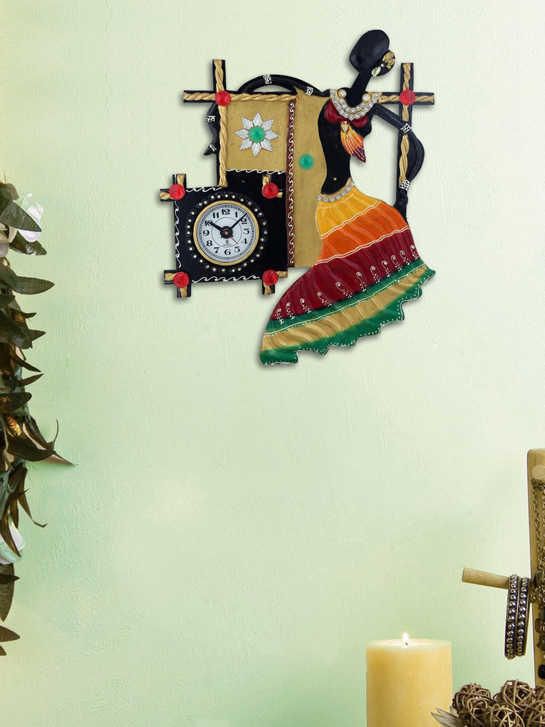 999Store Multicoloured Quirky Embellished Analogue Wall Clock Price in India