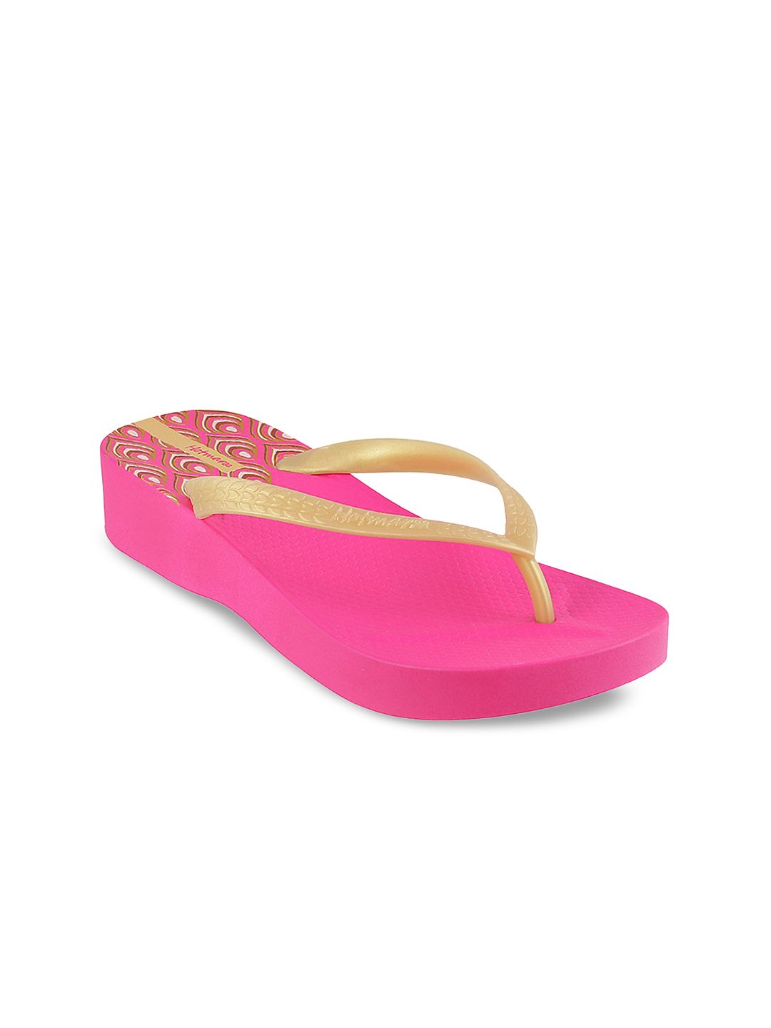 Hotmarzz Women Pink & Beige Solid Thong Flip-Flops Price in India