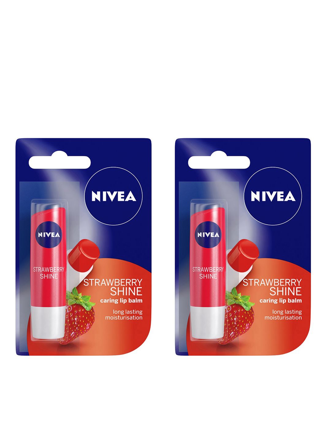 Nivea Women Pack of 2 Strawberry Shine Long Lasting Caring Lip Balm 4.8 g Price in India