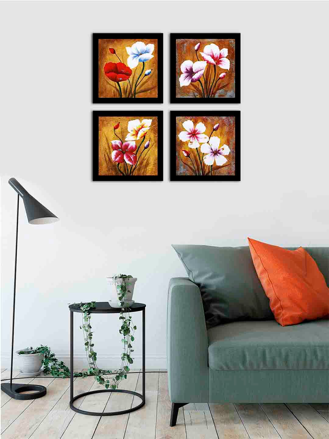 Art Street Set of 4 Multicolored Floral Wall Paintings Price in India