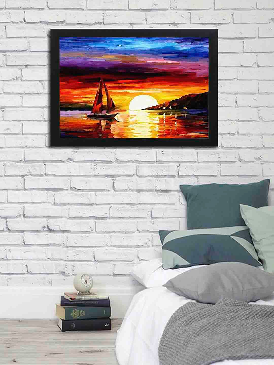 Art Street Multicolored Nature Reflection Wall Painting Price in India