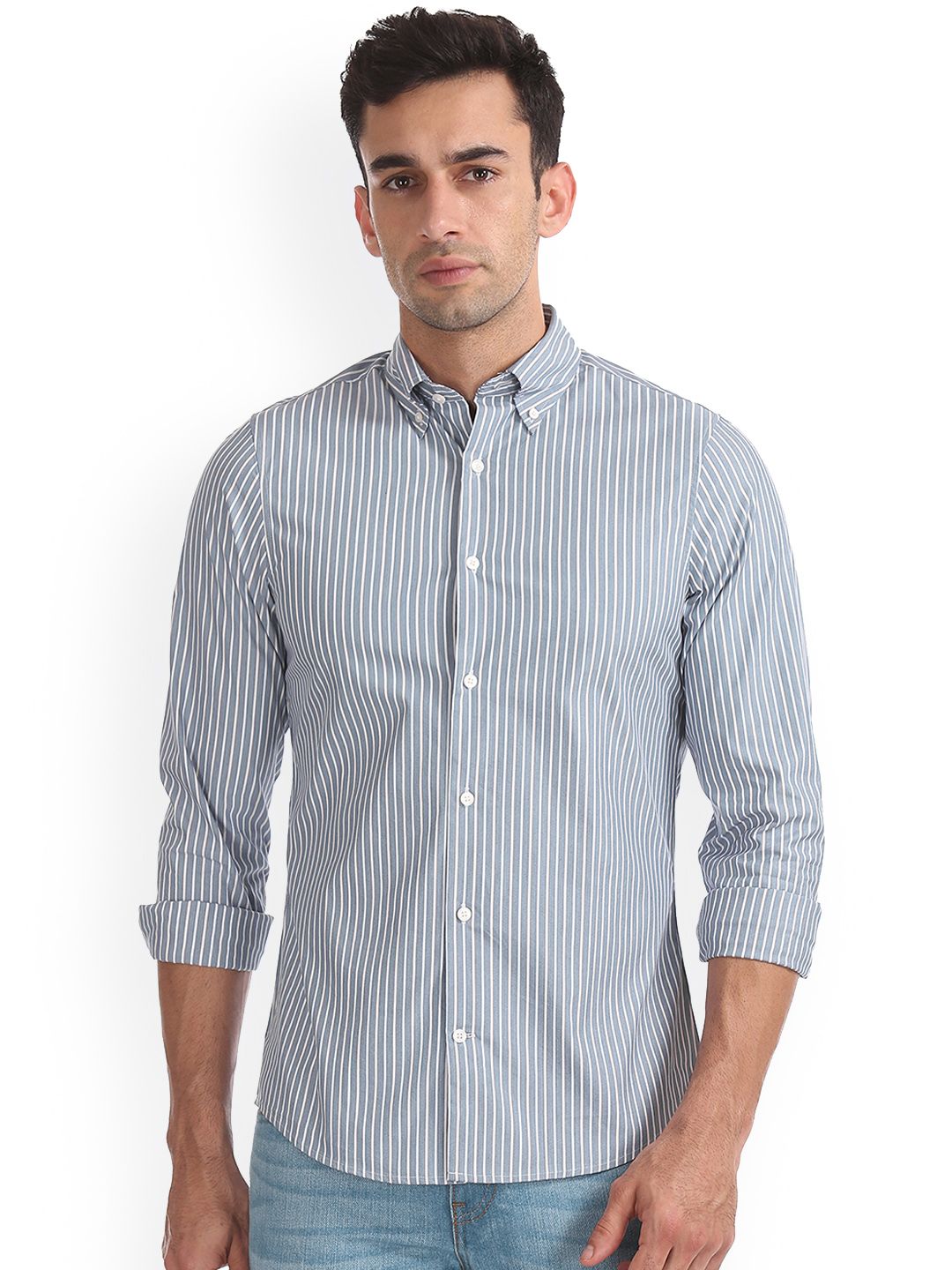 GANT Men Blue & White Regular Fit Striped Casual Shirt