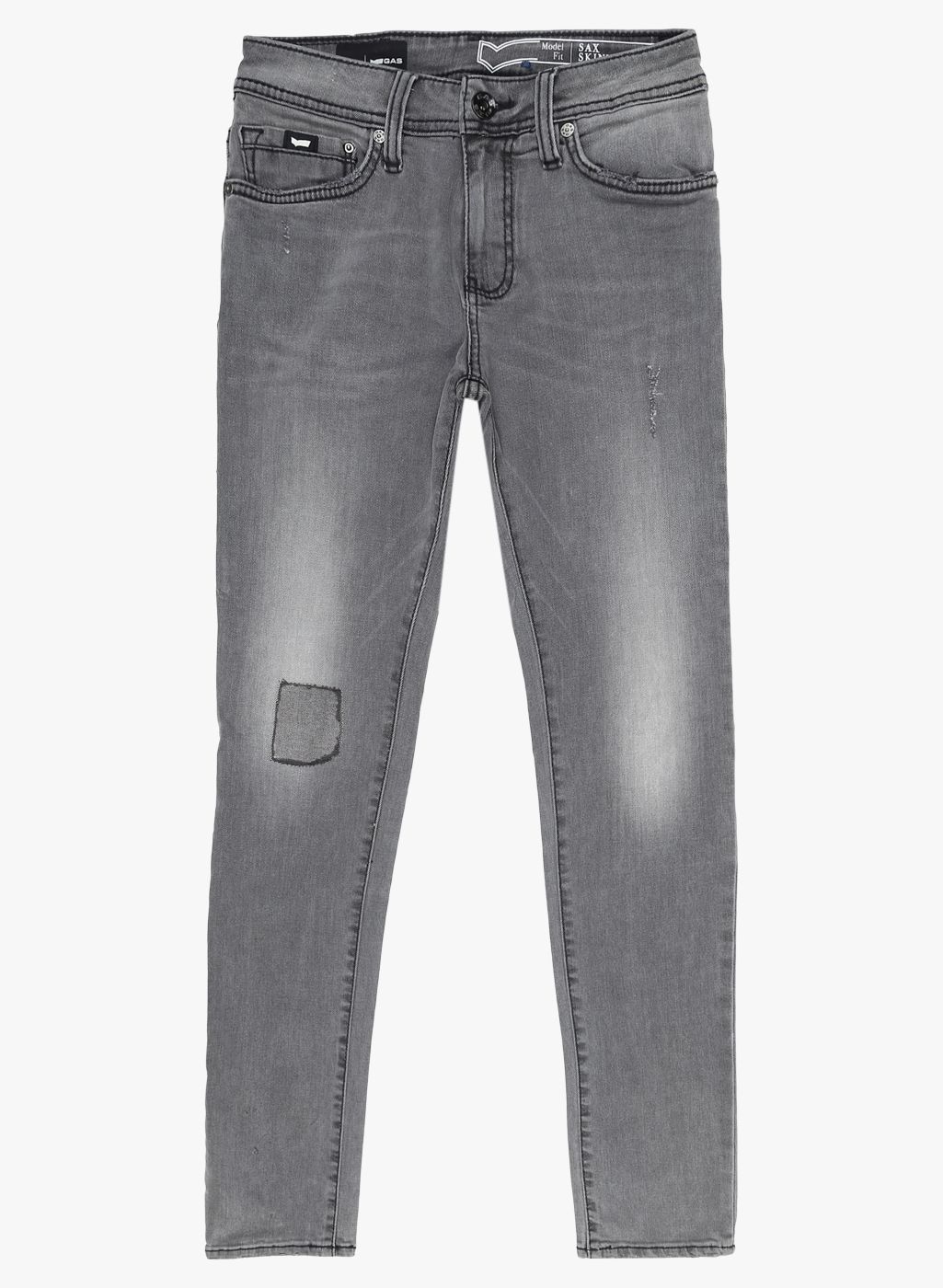 GAS Grey Skinny Fit Low-Rise Low Distress Jeans