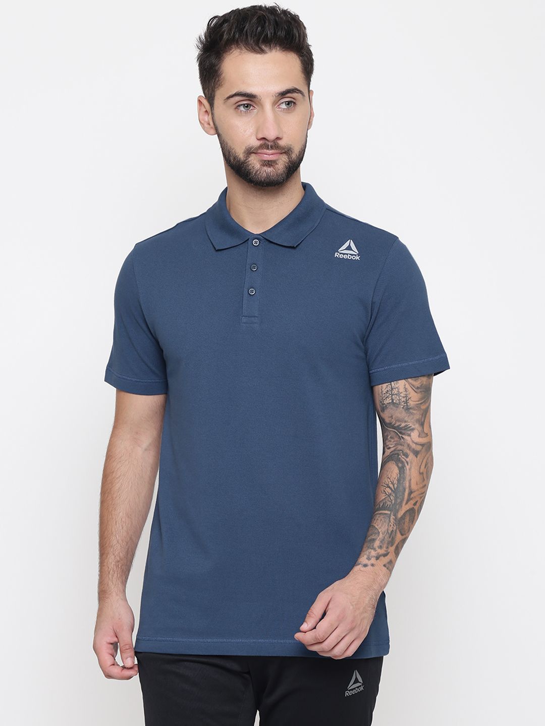 reebok polo shirts mens blue