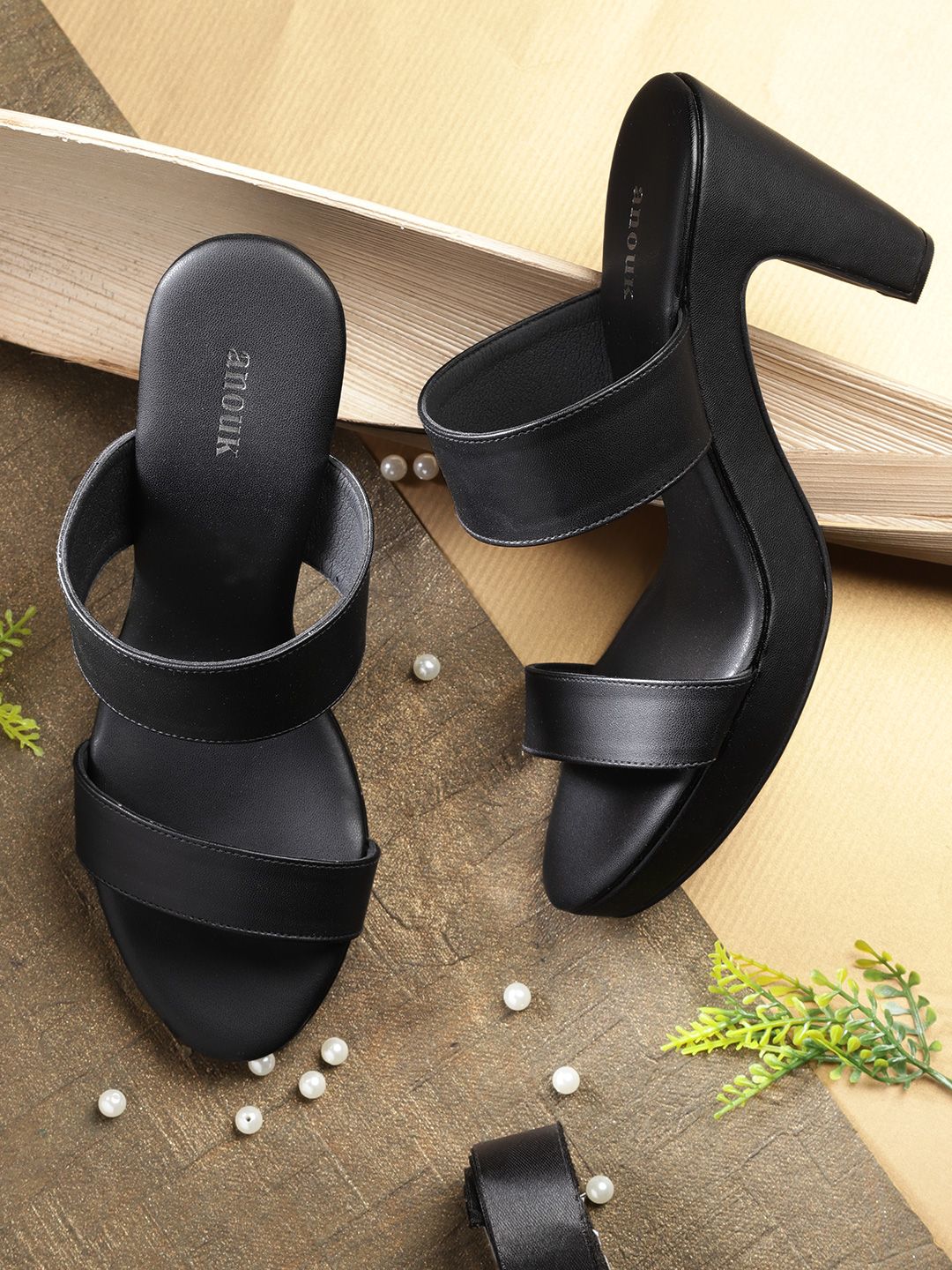 Anouk Women Black Solid Heels Price in India