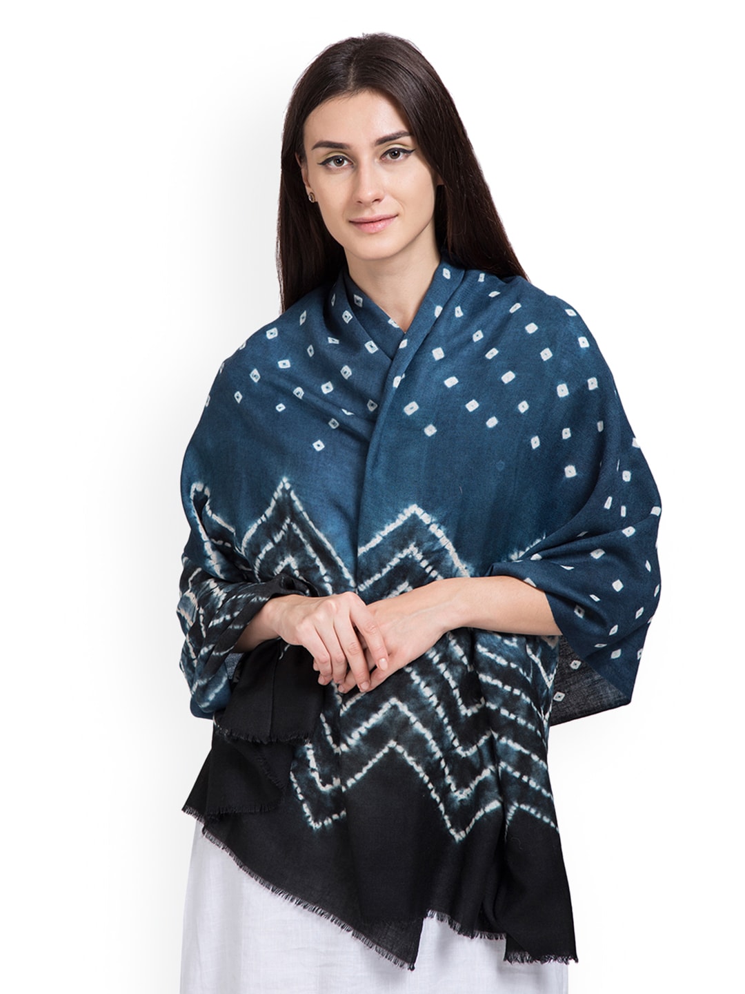 SHINGORA Women Blue Woven Shawl Price in India