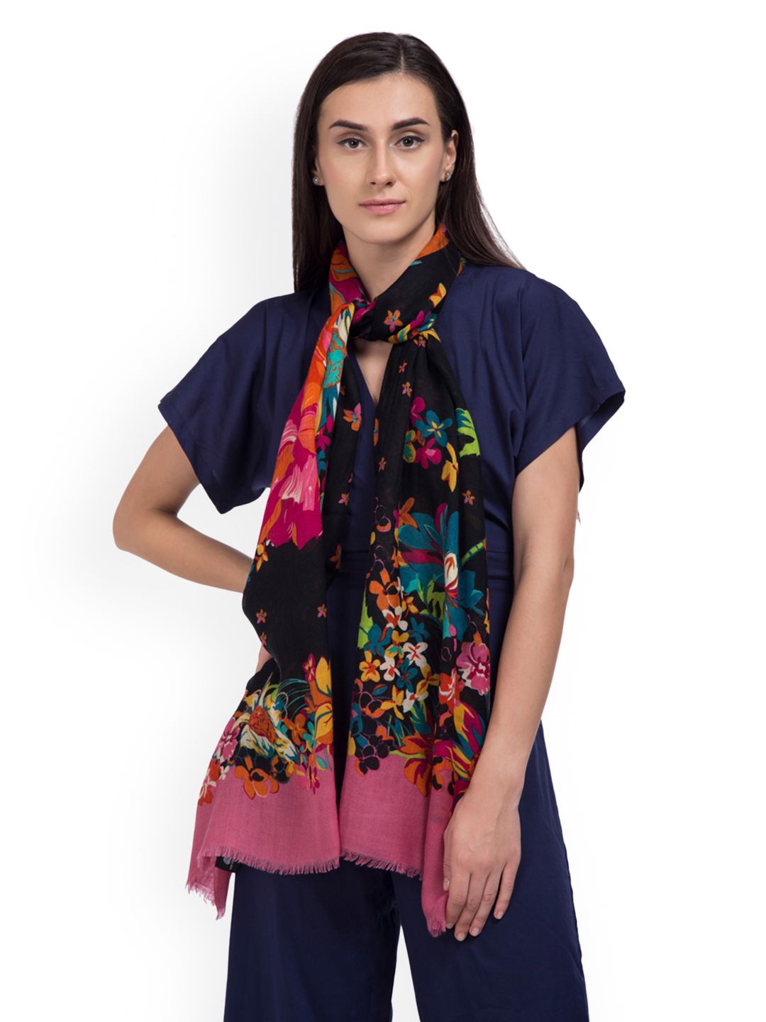 SHINGORA Women Multicoloured Woven Design Woollen Stole Price in India