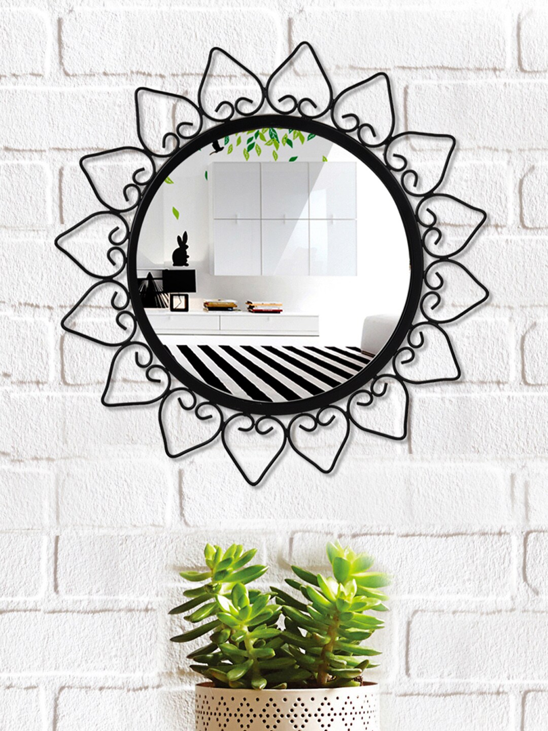 Hosley Black Set of 2 Round Decorative Wall Mirrors Price in India