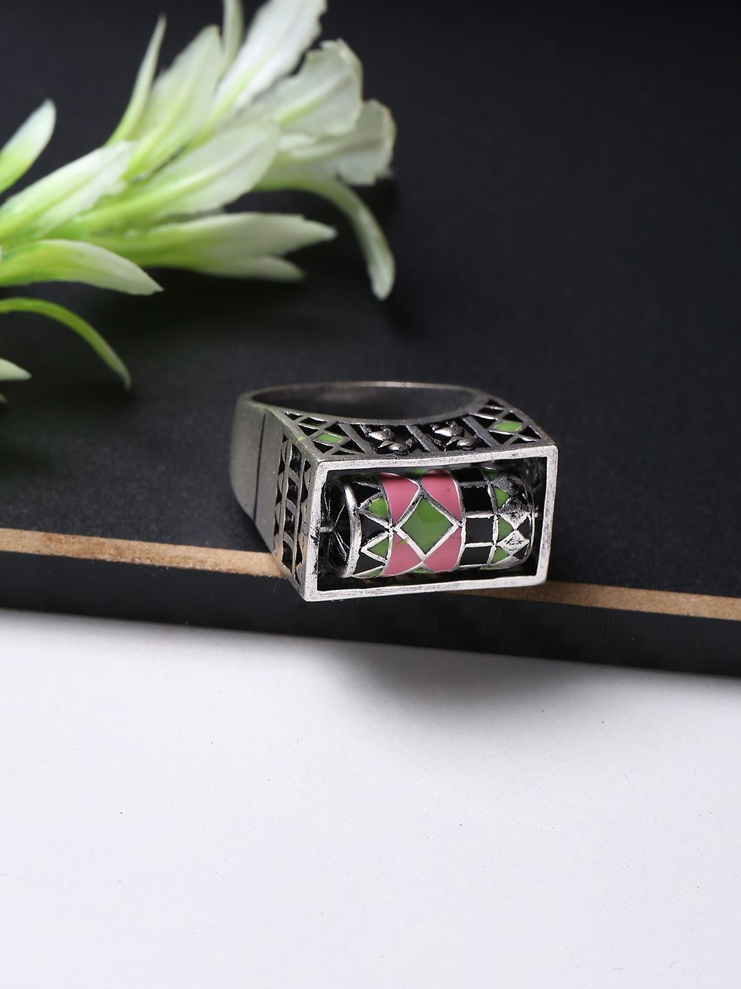 Voylla Women Multi Coloured Embellished Finger Ring Price in India