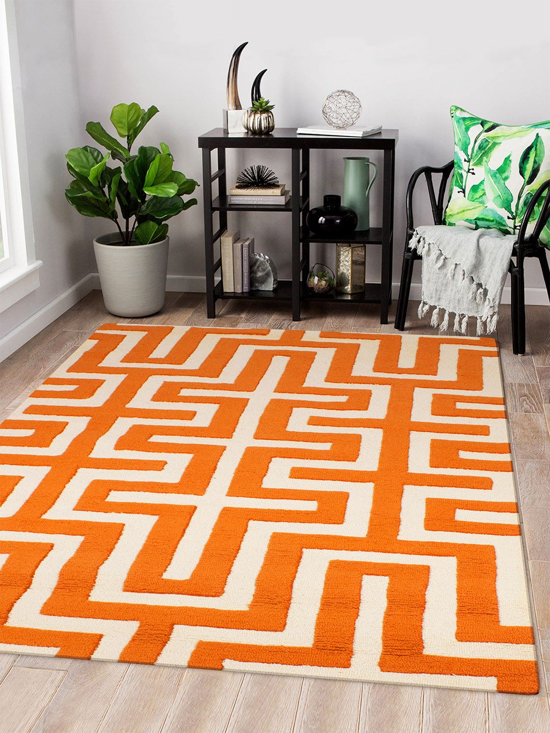 Story@home Orange Geometric Carpet Price in India