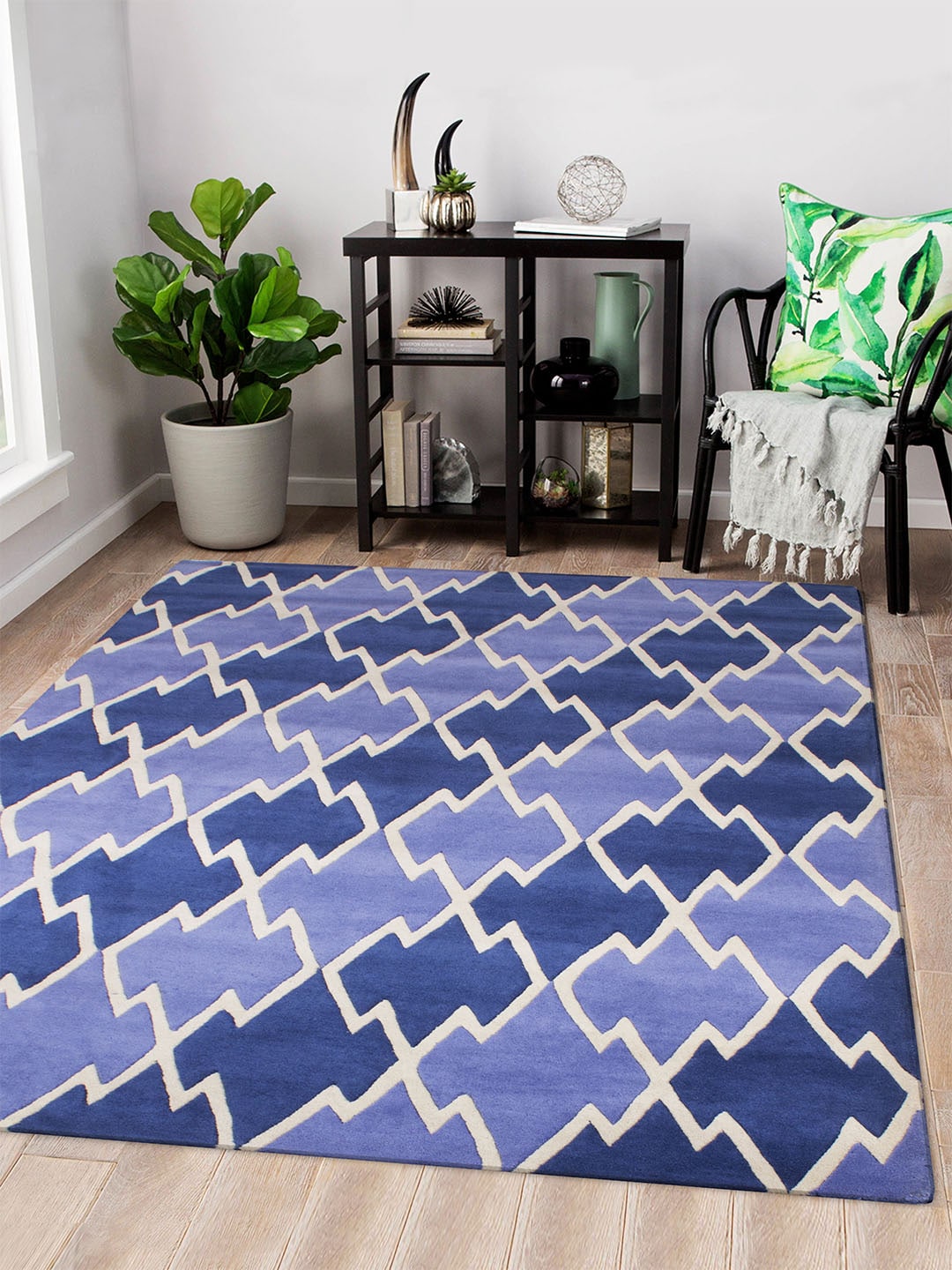 Story@home Blue GeometricPrinted Carpet Price in India