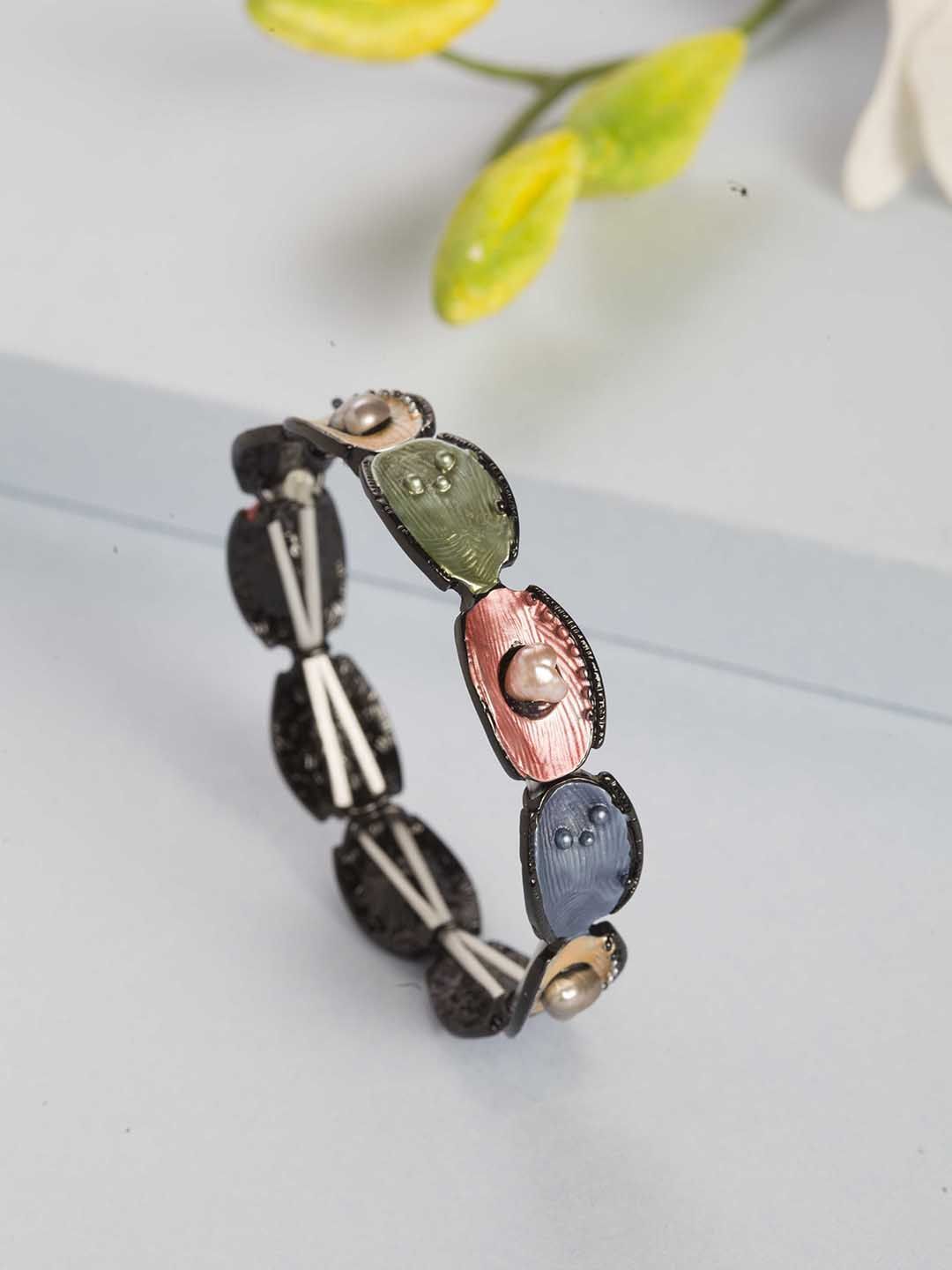 PRITA Multicoloured Enamelled Elasticated Bracelet Price in India