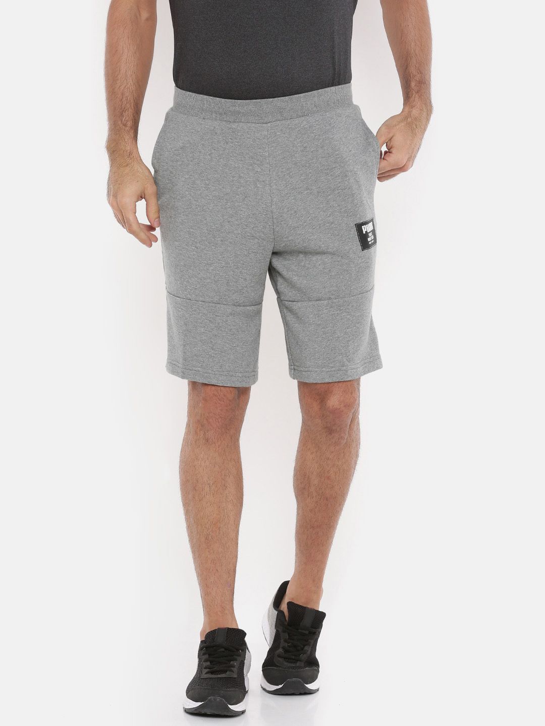 Block Puma Men Solid Shorts Melange Grey Rebel shxotCdrBQ