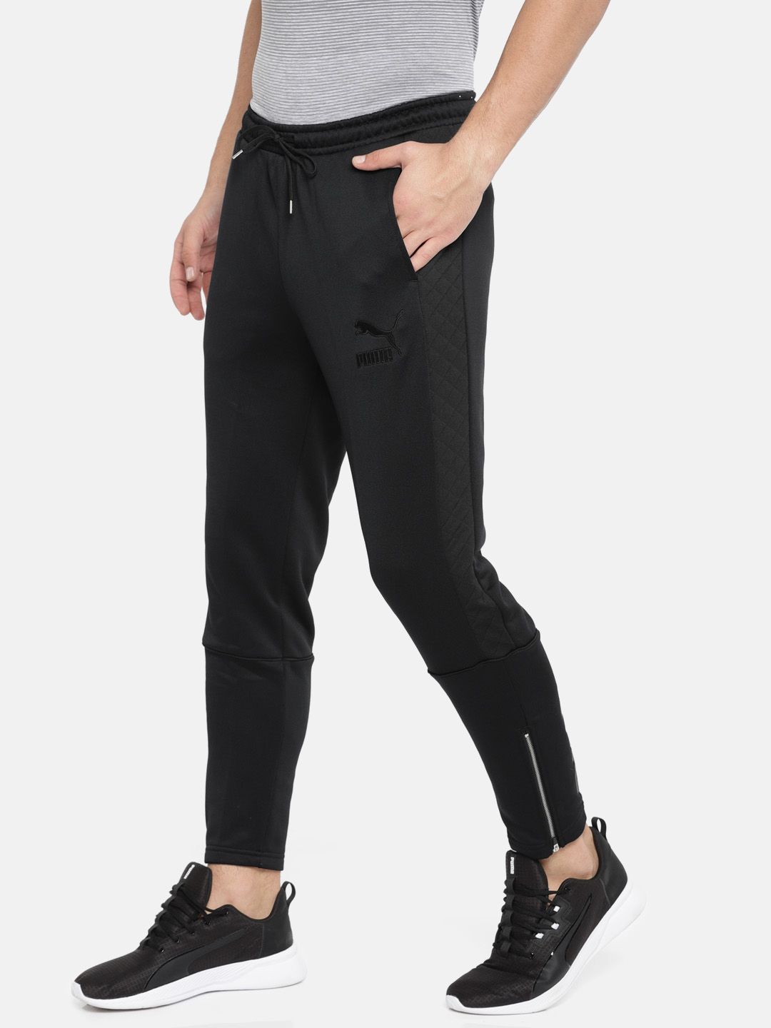 puma solid men's black track pants