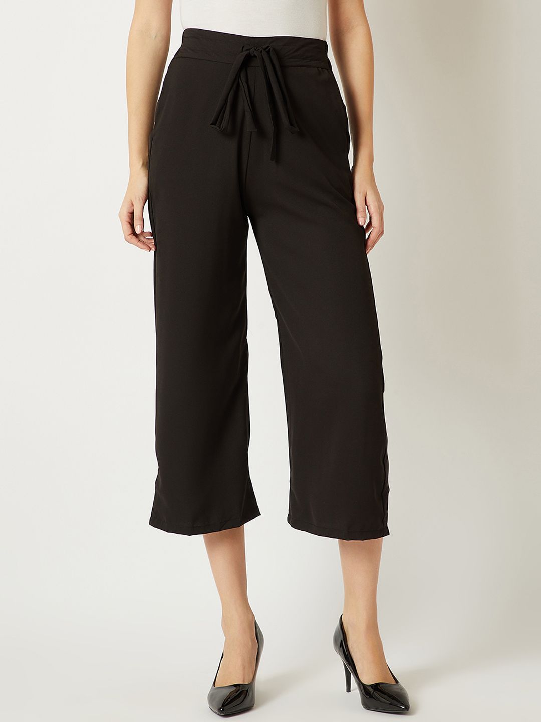 Miss Chase Women Black Regular Fit Solid Culottes Price in India