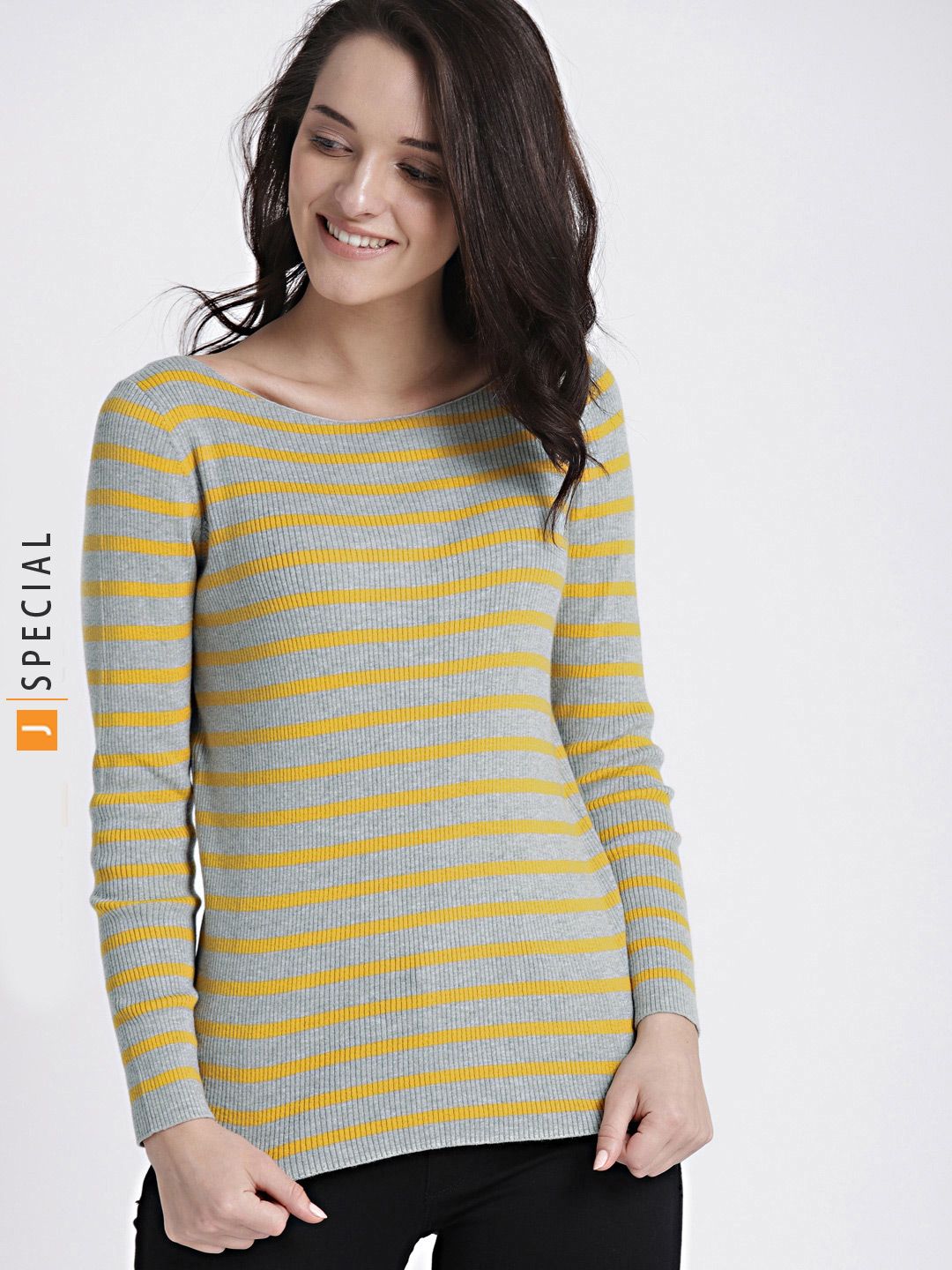 GAP Grey & Mustard Yello Pullover Boatneck Sweater