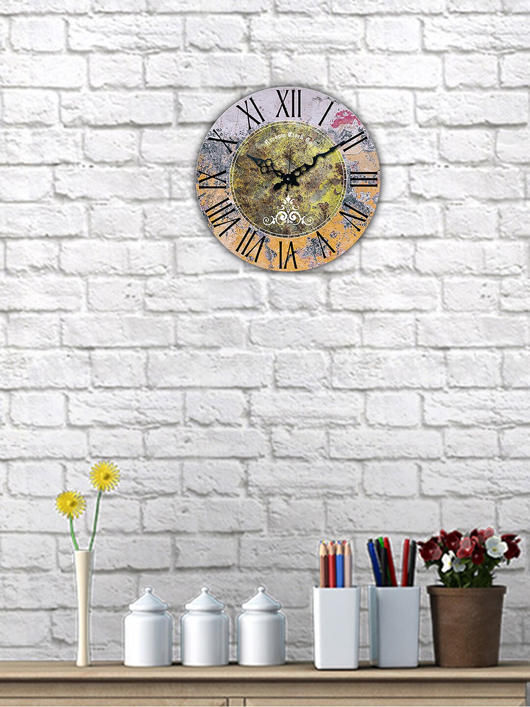 RANDOM Green Round Printed Analogue Wall Clock Price in India