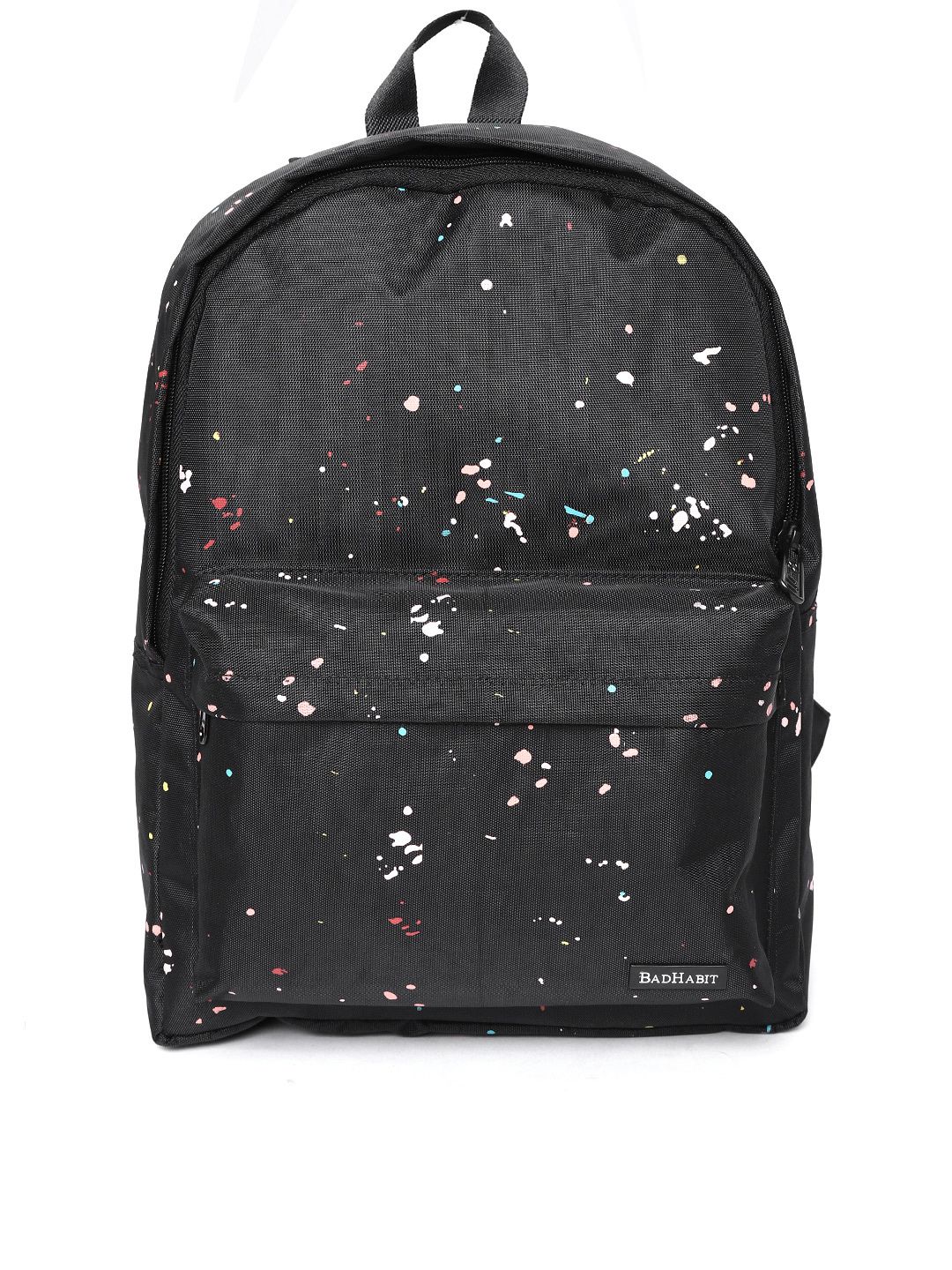 BAD HABIT Unisex Black Paint Splatter Effect Laptop Backpack Price in India