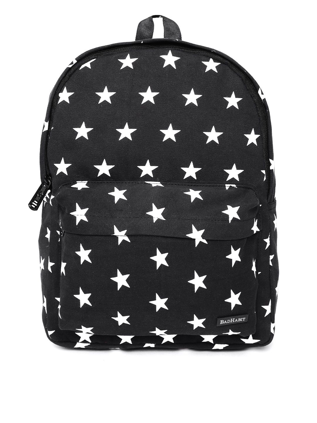 BAD HABIT Unisex Black & White Printed Laptop Backpack Price in India