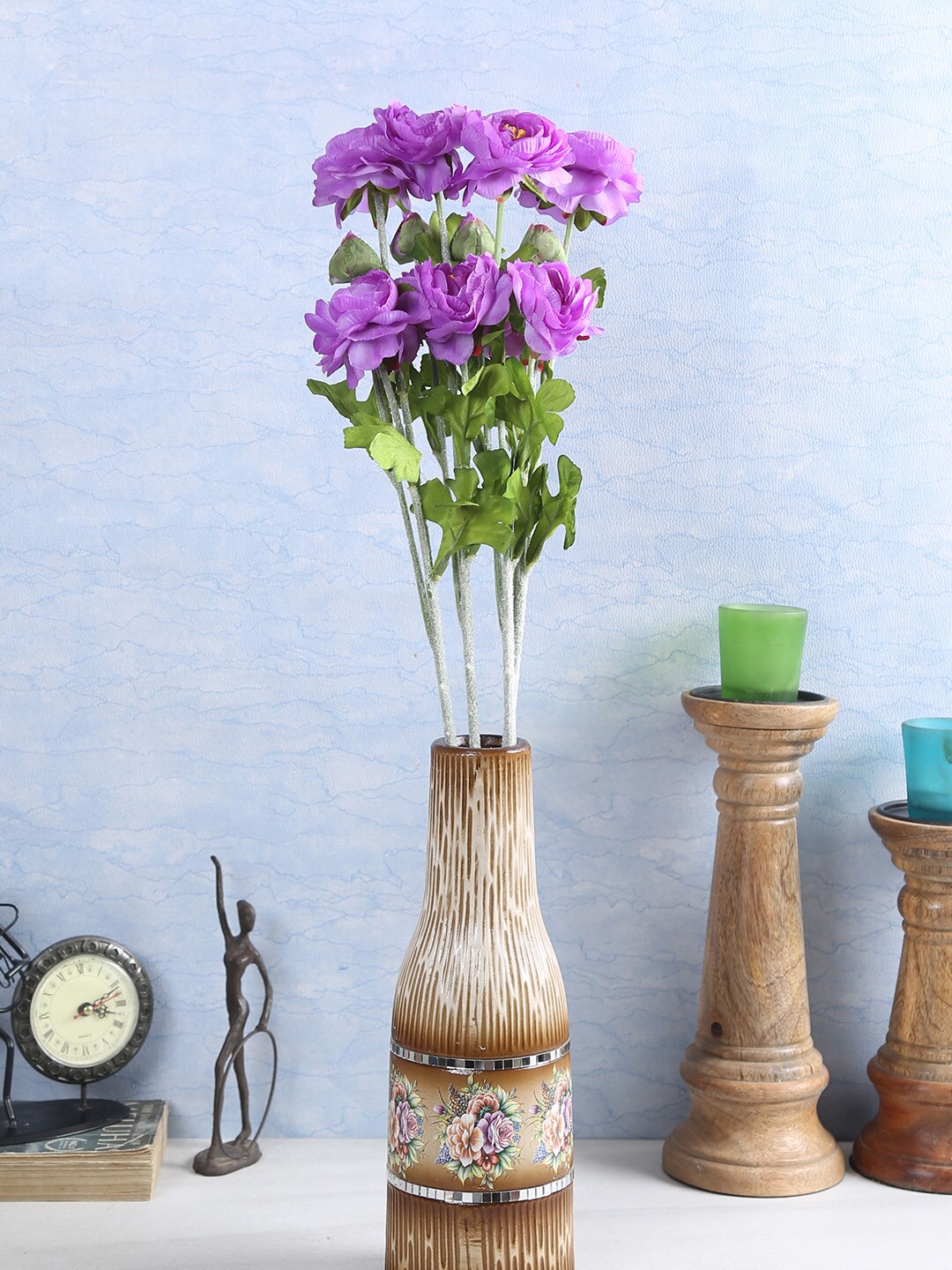 Fourwalls Set Of 4 Purple Artificial Rose Flower Stems Price in India