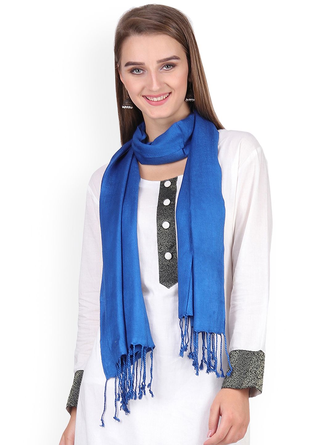 Anekaant Women Blue Solid Stole Price in India