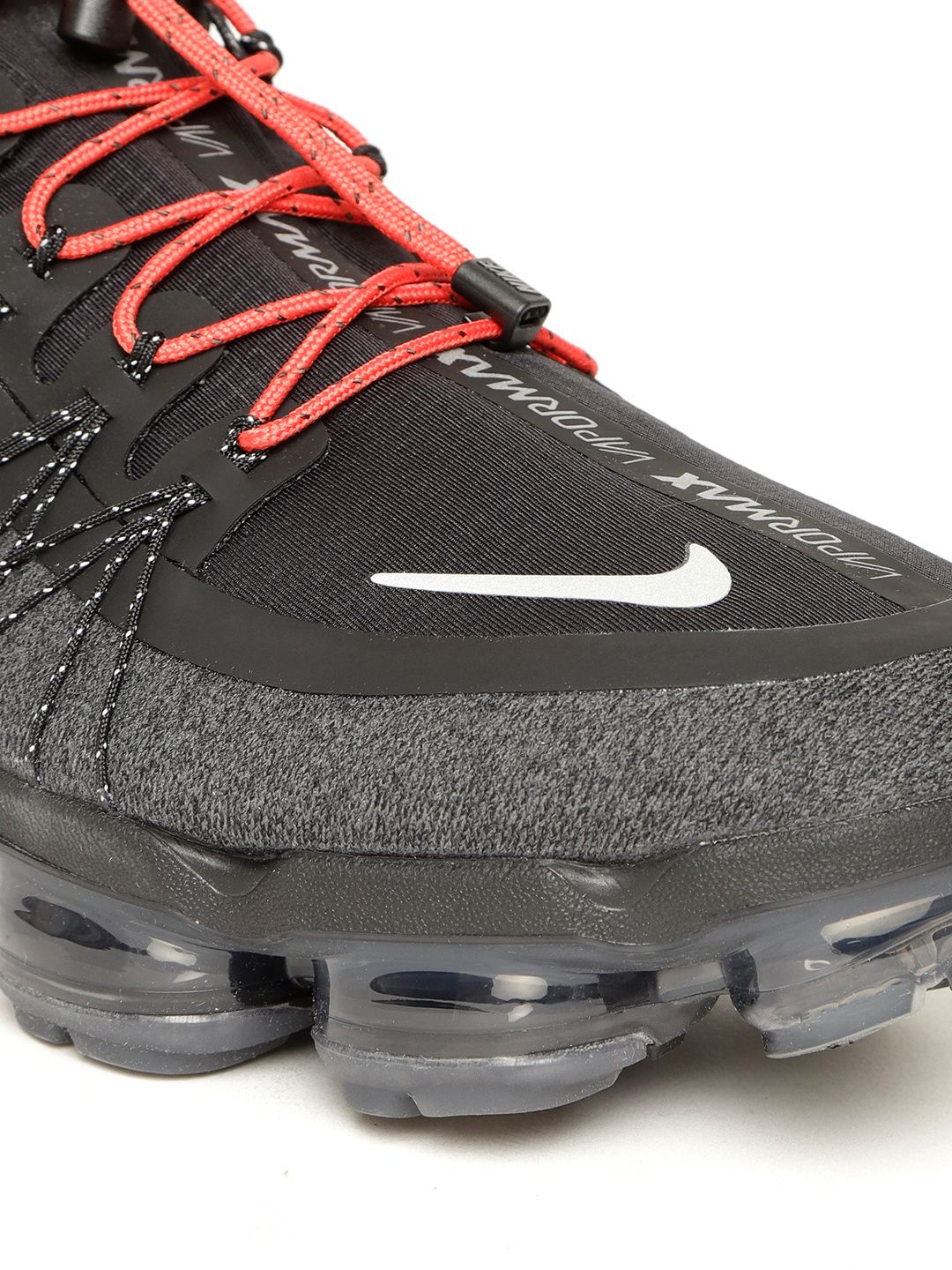 nike black and red air vapormax run utility sneakers