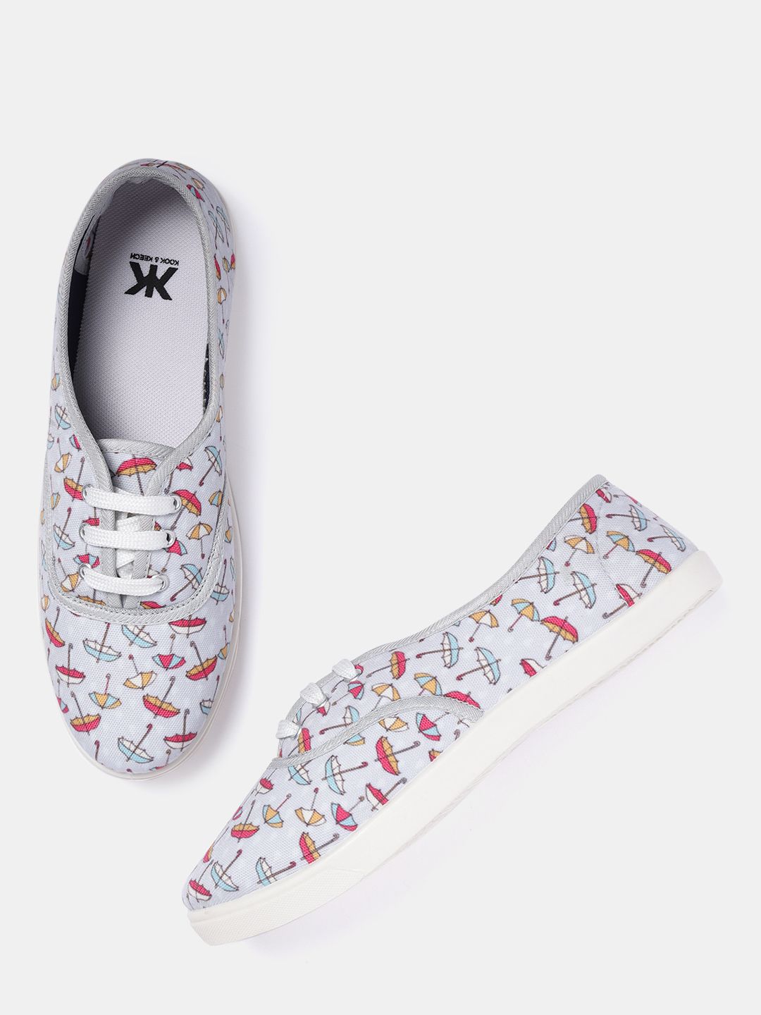 Kook N Keech Women Grey Umbrella Print Sneakers Price in India