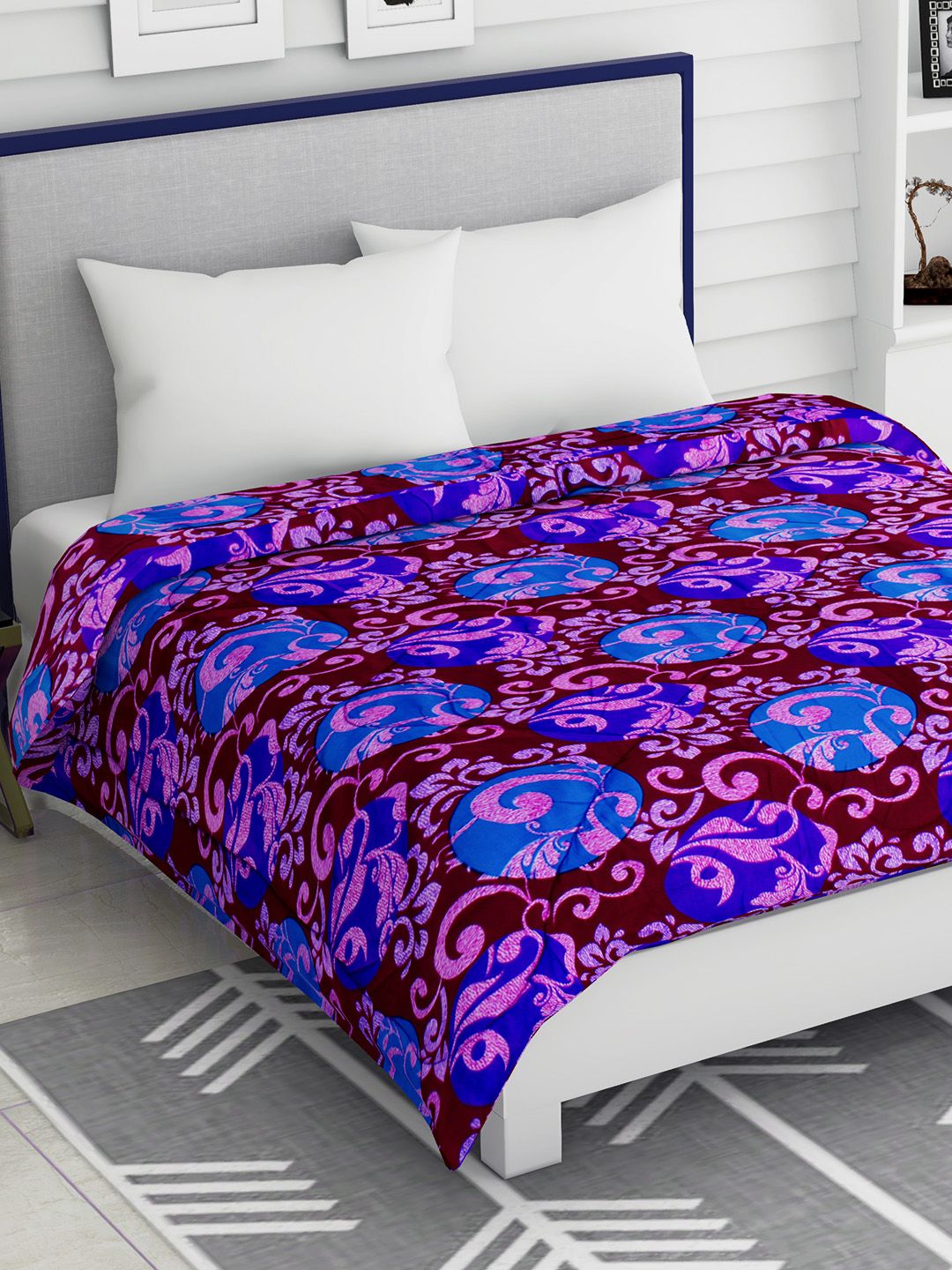 Story@home Maroon & Blue Ethnic Motifs Heavy Winter 200 GSM Double Bed Comforter Price in India