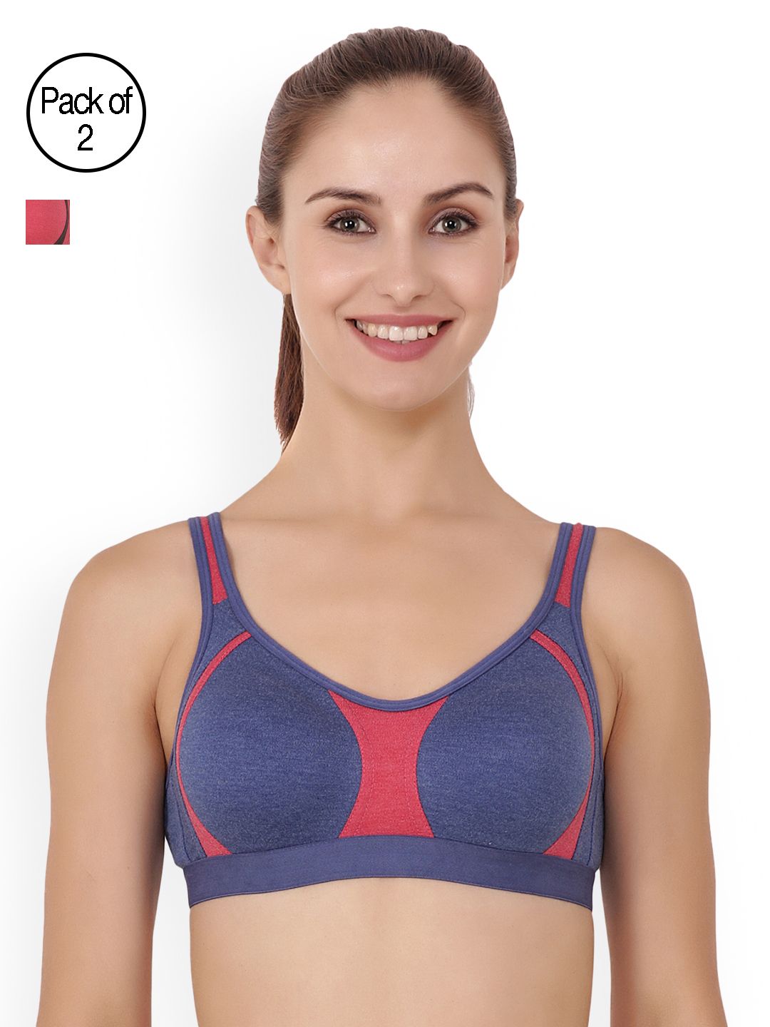 Floret Pack of 2 Sports Bra Roxie_Blue-Red_40B Price in India