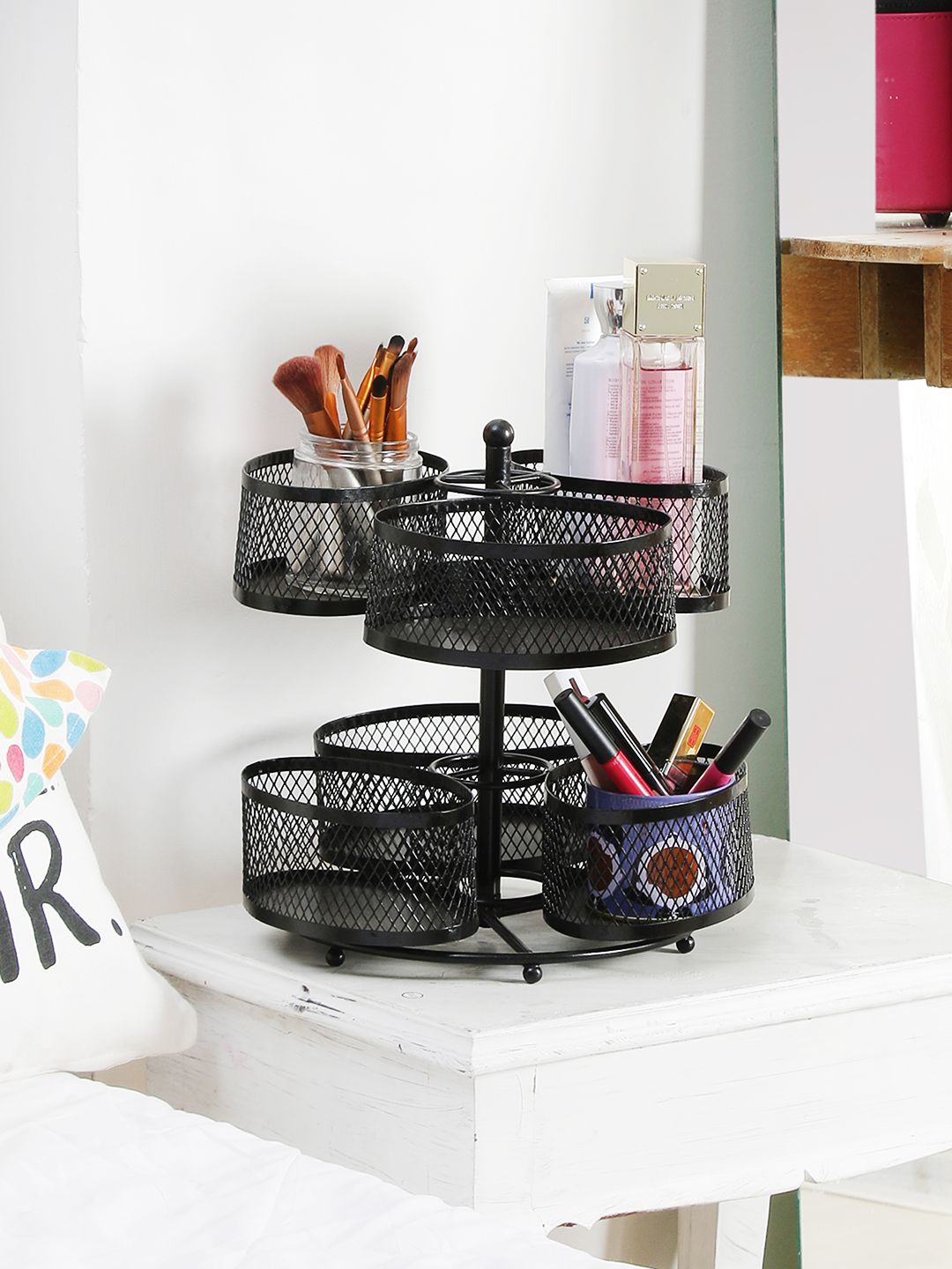 Home Sparkle Black Multipurpose Makeup Organiser