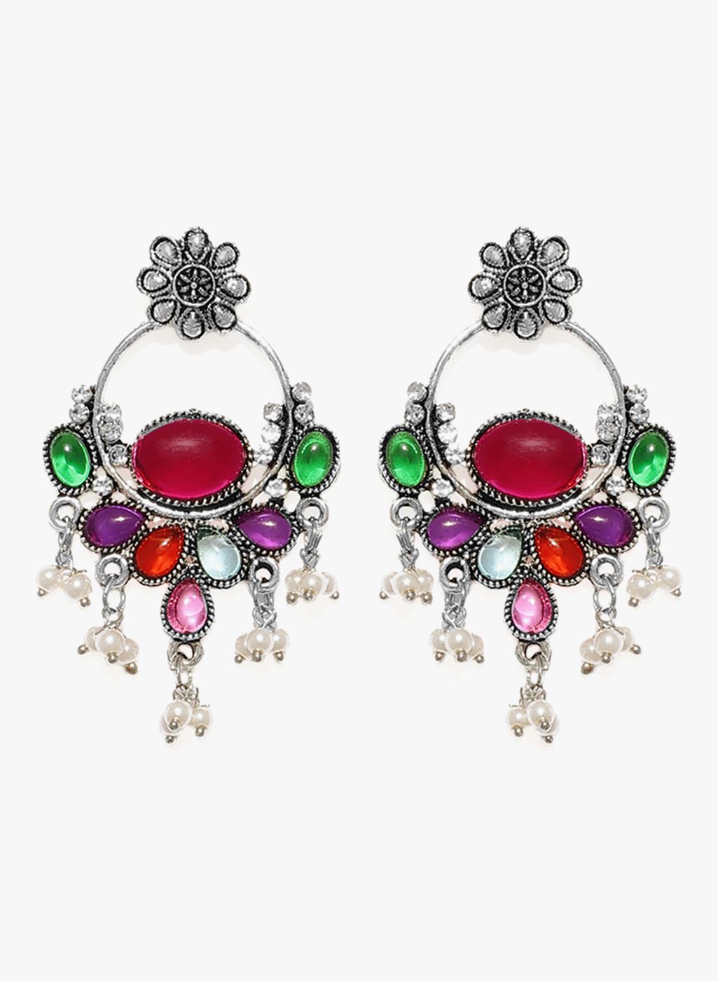 Zaveri Pearls Multicoloured Alloy Danglers and Drop