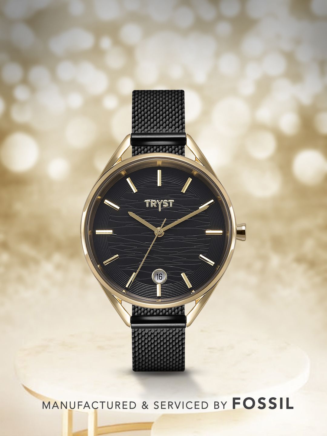 TRYST Manufactured & Serviced by Fossil Women Black Watch Price in India