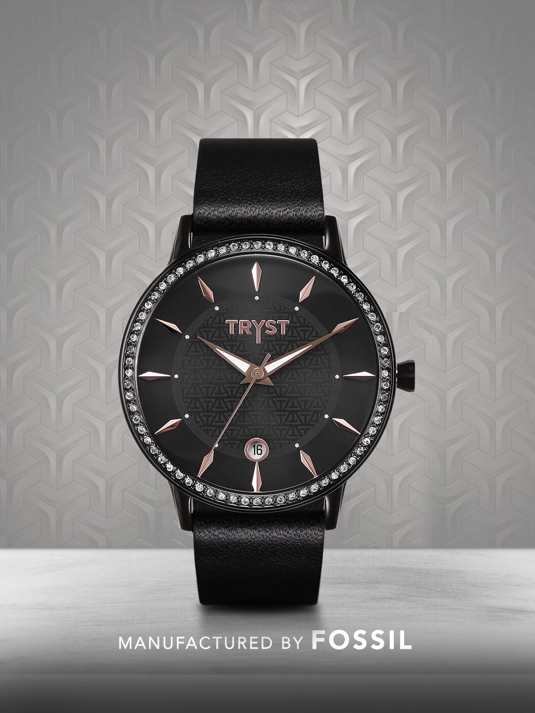 TRYST Manufactured & Serviced by Fossil Women Black Watch Price in India