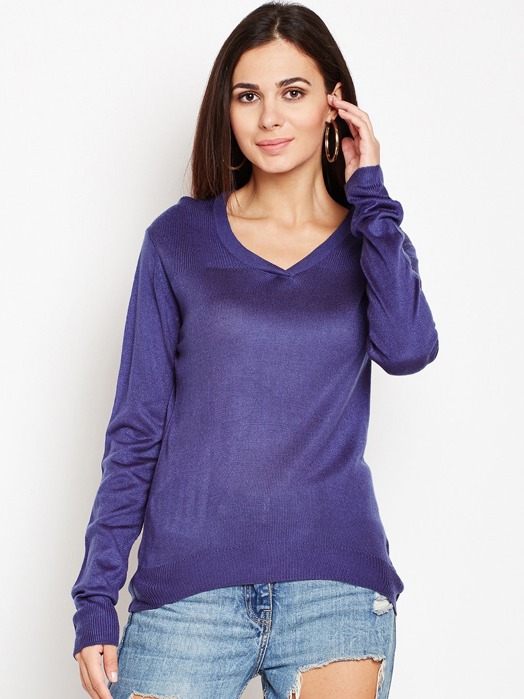Taanz Women Navy Blue Solid Pullover Price in India